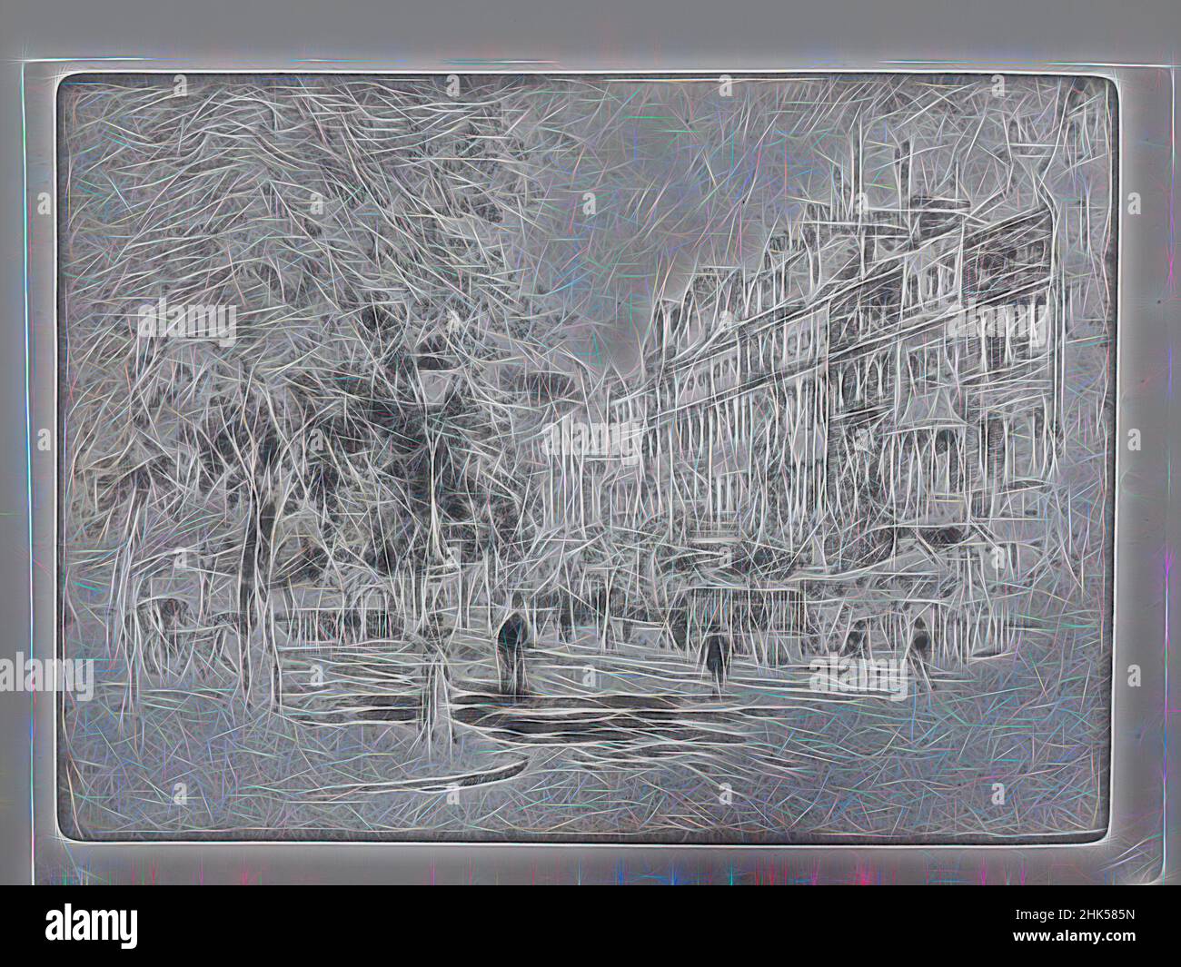 Inspiré par Cheyne Walk, Chelsea, Joseph Pennell, cuisine américaine, 1860-1926, Gravure, 1906, image: 7 5/8 x 10 1/2 po., 19,4 x 26,6 cm, réimaginé par Artotop. L'art classique réinventé avec une touche moderne. Conception de lumière chaleureuse et gaie, de luminosité et de rayonnement de lumière. La photographie s'inspire du surréalisme et du futurisme, embrassant l'énergie dynamique de la technologie moderne, du mouvement, de la vitesse et révolutionne la culture Banque D'Images