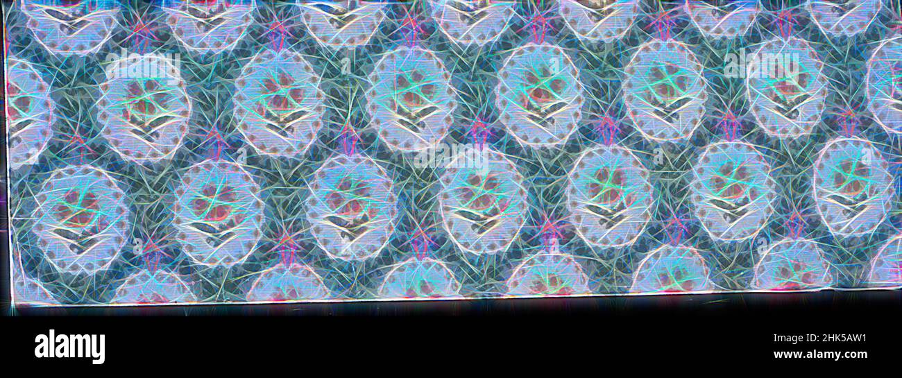 Inspiré par papier peint, papier, env. 1900, 8 5/8 x 19 3/4 po, 21,9 x 50,2 cm, repensé par Artotop. L'art classique réinventé avec une touche moderne. Conception de lumière chaleureuse et gaie, de luminosité et de rayonnement de lumière. La photographie s'inspire du surréalisme et du futurisme, embrassant l'énergie dynamique de la technologie moderne, du mouvement, de la vitesse et révolutionne la culture Banque D'Images