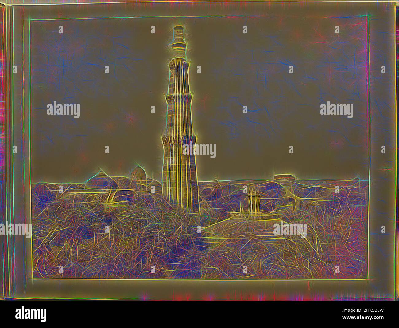 Inspiré par l'imprimé de l'album de photographies : l'architecture en Inde, Samuel Bourne, Britannique, 1834-1912, photographie d'argent d'albumine, Old Delhi, Inde, 1863-1866, 9 1/16 x 11 11/16 po., 23 x 29,7 cm, repensé par Artotop. L'art classique réinventé avec une touche moderne. Conception de lumière chaleureuse et gaie, de luminosité et de rayonnement de lumière. La photographie s'inspire du surréalisme et du futurisme, embrassant l'énergie dynamique de la technologie moderne, du mouvement, de la vitesse et révolutionne la culture Banque D'Images