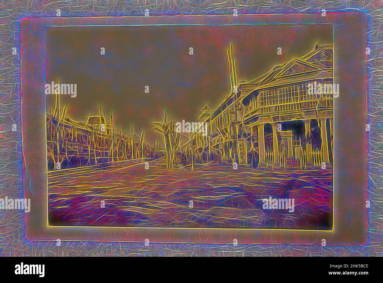 Inspiré par la vue du Japon, photographie en argent d'albumine montée sur, Japon, fin 19th-début 20th siècle, avec montage: 4 5/16 x 6 3/8 po., 10,9 x 16,2 cm, réimaginé par Artotop. L'art classique réinventé avec une touche moderne. Conception de lumière chaleureuse et gaie, de luminosité et de rayonnement de lumière. La photographie s'inspire du surréalisme et du futurisme, embrassant l'énergie dynamique de la technologie moderne, du mouvement, de la vitesse et révolutionne la culture Banque D'Images