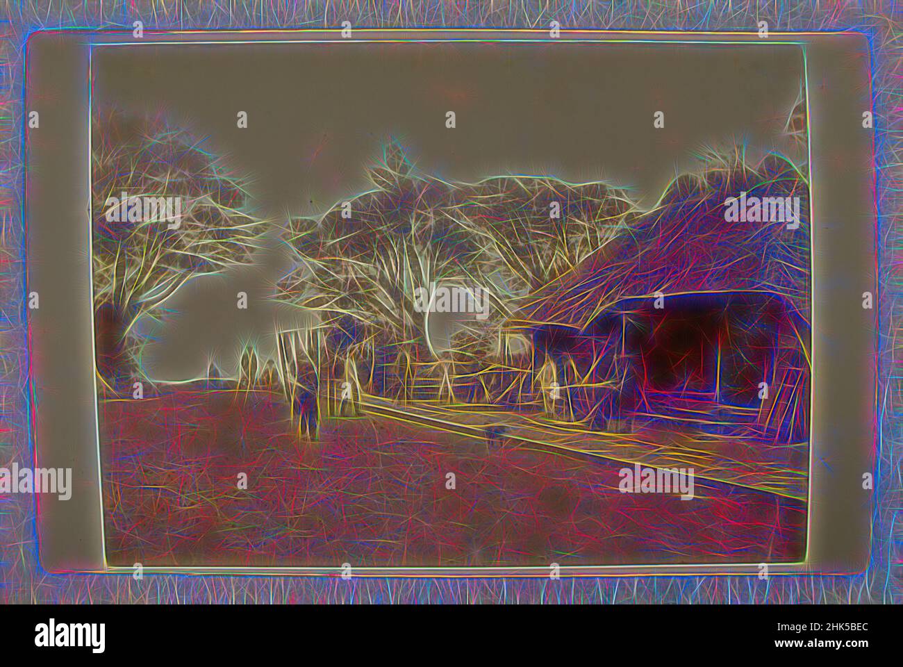 Inspiré par la vue du Japon, photographie en argent d'albumine montée sur, Japon, fin 19th-début 20th siècle, avec montage: 4 3/16 x 6 3/8 po., 10,6 x 16,2 cm, réimaginé par Artotop. L'art classique réinventé avec une touche moderne. Conception de lumière chaleureuse et gaie, de luminosité et de rayonnement de lumière. La photographie s'inspire du surréalisme et du futurisme, embrassant l'énergie dynamique de la technologie moderne, du mouvement, de la vitesse et révolutionne la culture Banque D'Images