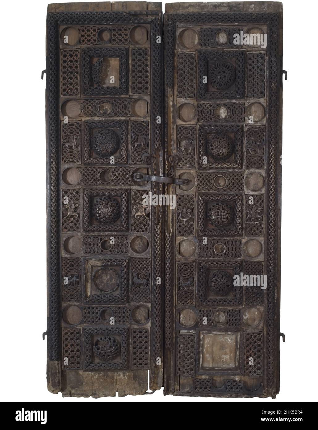 Porte principale artisanale de la Tour Hrelyova, monastère de Rilski, le plus grand et célèbre monastère orthodoxe de l'est en Bulgarie, site de l'UNESCO, Europe de l'est Banque D'Images