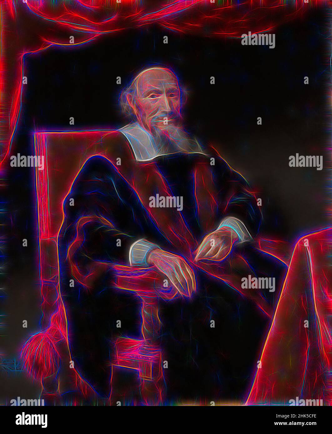 Inspiré par Portrait de Jacob Trip c. 1576-1661, Nicolaes Maes, 1665, réimaginé par Artotop. L'art classique réinventé avec une touche moderne. Conception de lumière chaleureuse et gaie, de luminosité et de rayonnement de lumière. La photographie s'inspire du surréalisme et du futurisme, embrassant l'énergie dynamique de la technologie moderne, du mouvement, de la vitesse et révolutionne la culture Banque D'Images