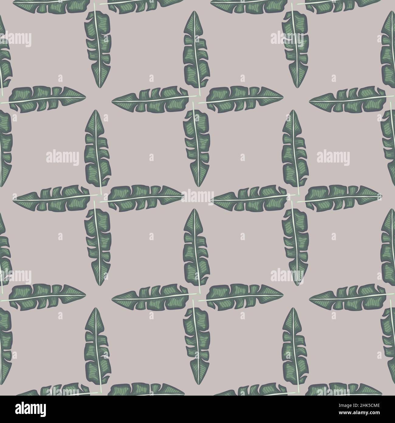 Motif hawaïen sans couture de style géométrique avec imprimé feuilles de palmier très décoratives.Fond lilas pastel.Motif graphique pour l'emballage du papier et du texte en tissu Illustration de Vecteur