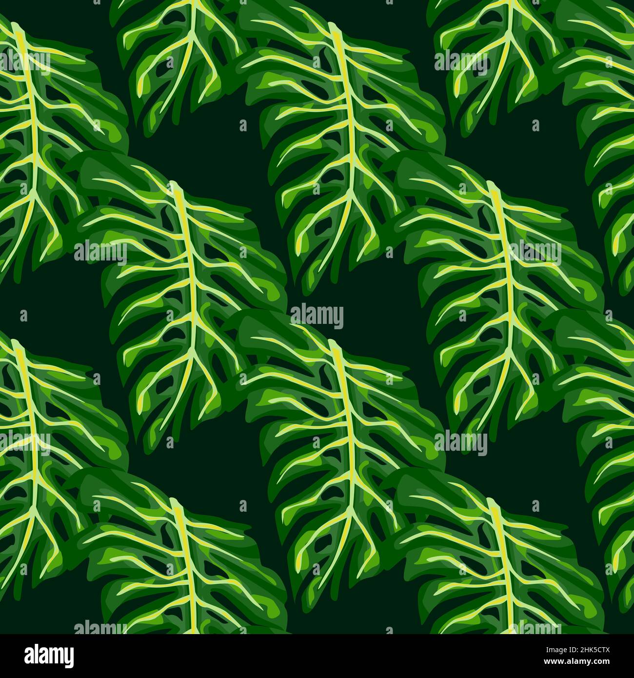 Feuillage tropical sans couture avec feuille de monstère verte.Arrière-plan exotique.Imprimé vectoriel pour le textile, le tissu, le papier peint et le papier cadeau.Il. Sans fin Illustration de Vecteur