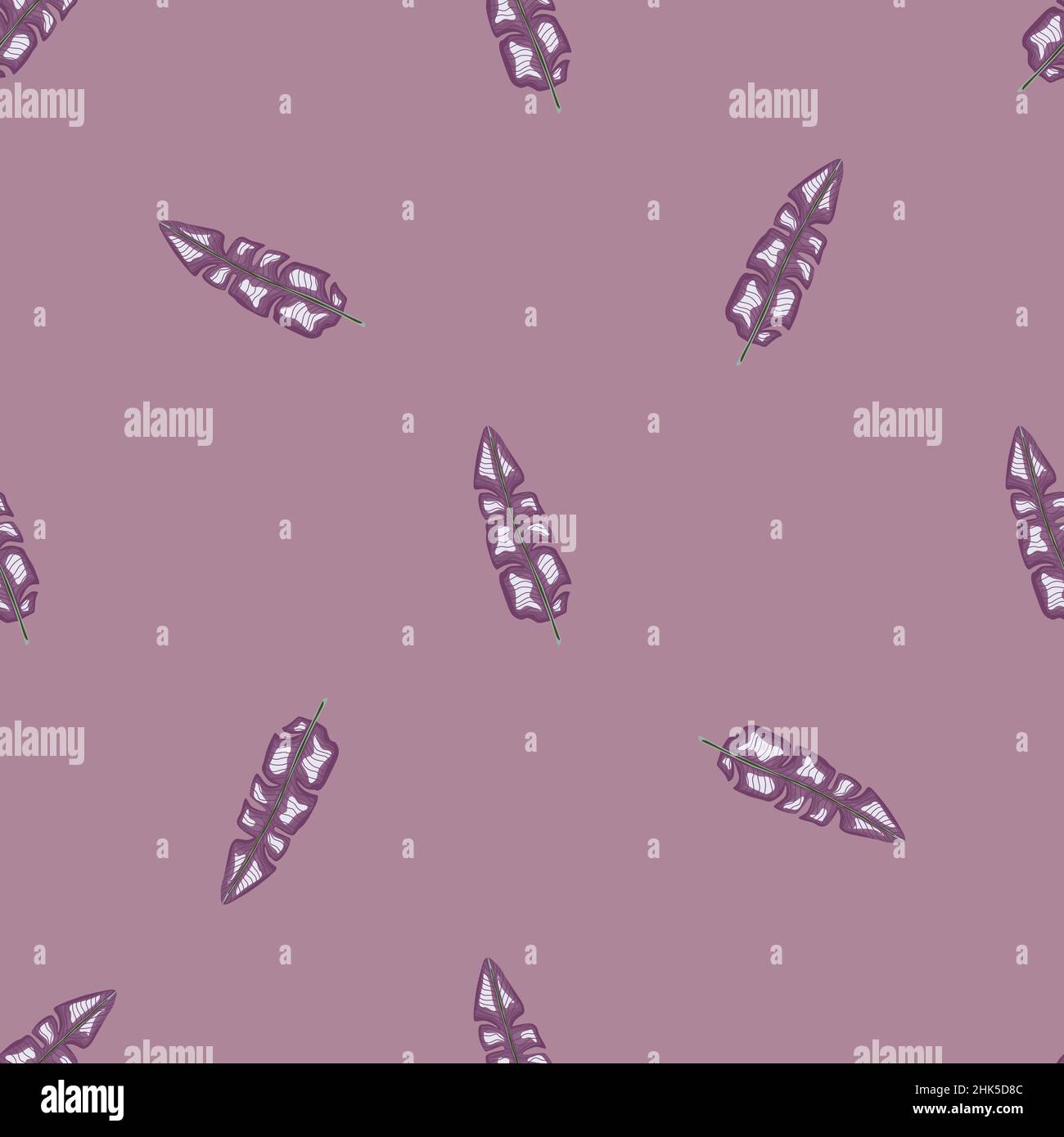 Motif minimaliste sans coutures avec imprimé abstrait de petites feuilles de palmier.Fond violet pastel.Motif graphique pour le papier d'emballage et les textures de tissu. Illustration de Vecteur