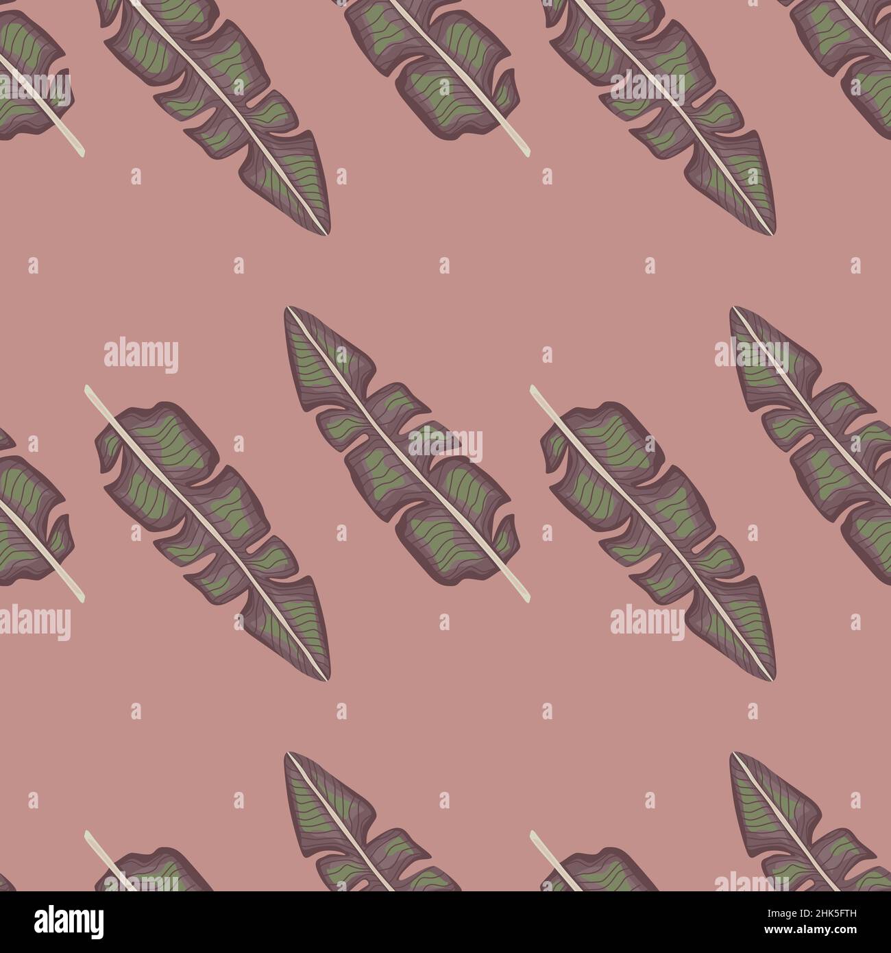 Motif forêt jungle sans couture avec imprimé feuilles de palmier à feuilles.Fond rose pâle.Style minimaliste.Motif graphique pour l'emballage du papier et du tissu Illustration de Vecteur