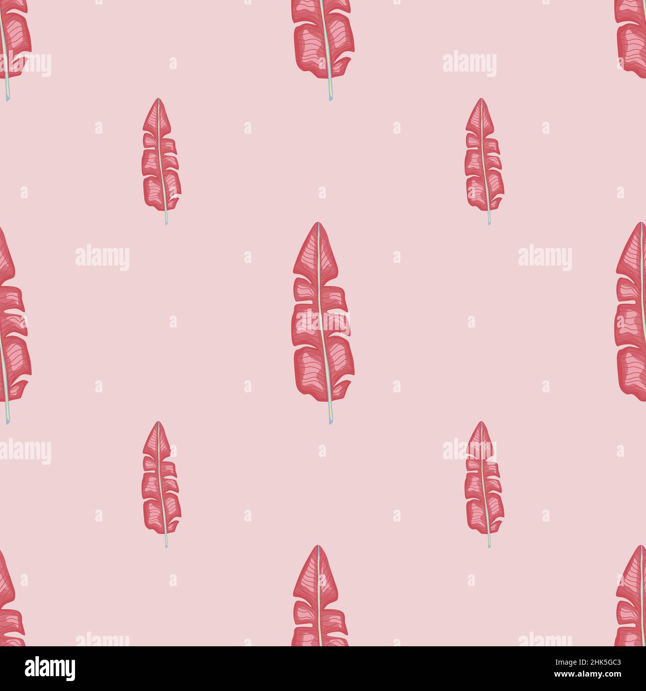 Motif décoratif sans couture et style minimaliste avec imprimé feuilles de palmier roses.Arrière-plan pastel.Motif graphique pour le papier d'emballage et le tissu Illustration de Vecteur