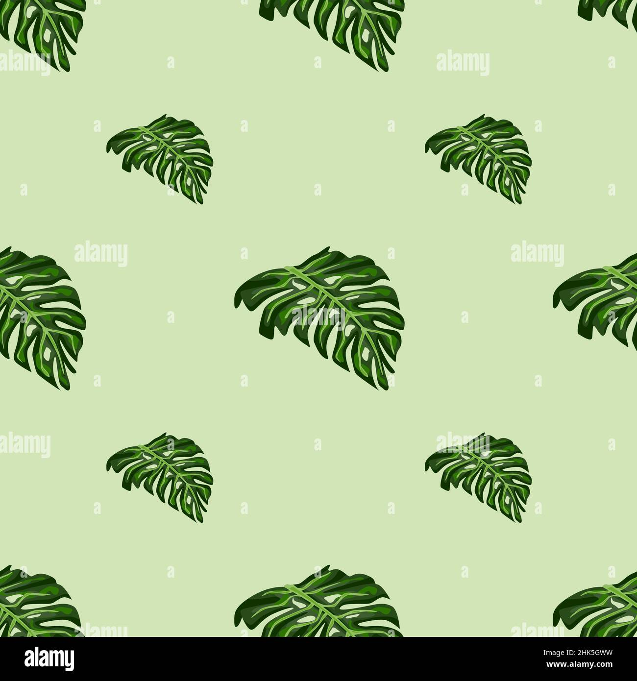 Motif feuilles de palmier sans couture avec imprimé feuilles de monstère vert minimaliste.Arrière-plan pastel.Illustration vectorielle pour les imprimés textiles de saison, fabri Illustration de Vecteur