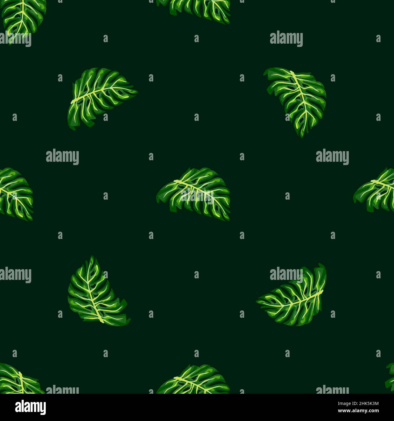 Motif géométrique sans couture de feuillage de palmier avec formes de feuilles de monstère vertes.Arrière-plan exotique.Imprimé vectoriel plat pour le textile, le tissu, le papier peint et le papier cadeau Illustration de Vecteur