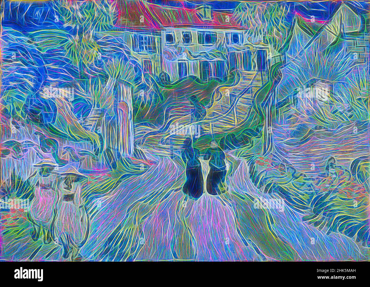 Inspiré par Stairway à Auvers, Vincent van Gogh, néerlandais, 1853–1890, juillet 1890, Huile sur toile, Auvers-sur-Oise, Île-de-France, France, Europe, Peintures, 19 11/16 × 27 3/4 po (50 × 70,5 cm, repensé par Artotop. L'art classique réinventé avec une touche moderne. Conception de lumière chaleureuse et gaie, de luminosité et de rayonnement de lumière. La photographie s'inspire du surréalisme et du futurisme, embrassant l'énergie dynamique de la technologie moderne, du mouvement, de la vitesse et révolutionne la culture Banque D'Images