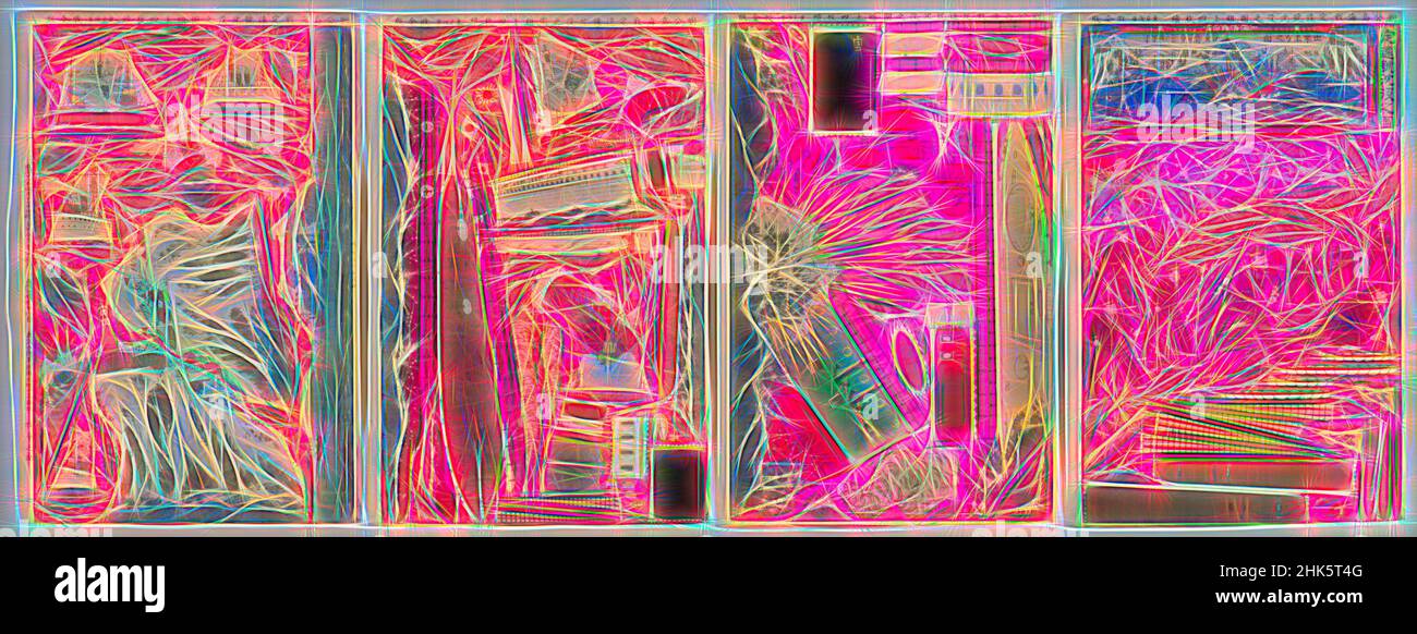 Inspiré par la découpe miniature de quatre feuilles Diorama : le naufrage du Dingyuan pendant la bataille navale de l'île de Liugong, Unknown, Japonais, période Meiji, 1868–1912, Maki Kinnosuke, japonais, actif fin 19th–début 20th siècle, 1895, ensemble de quatre gravures de couleur sur bois, fabriqué à Tokyo, Japon, Asie, réimaginé par Artotop. L'art classique réinventé avec une touche moderne. Conception de lumière chaleureuse et gaie, de luminosité et de rayonnement de lumière. La photographie s'inspire du surréalisme et du futurisme, embrassant l'énergie dynamique de la technologie moderne, du mouvement, de la vitesse et révolutionne la culture Banque D'Images