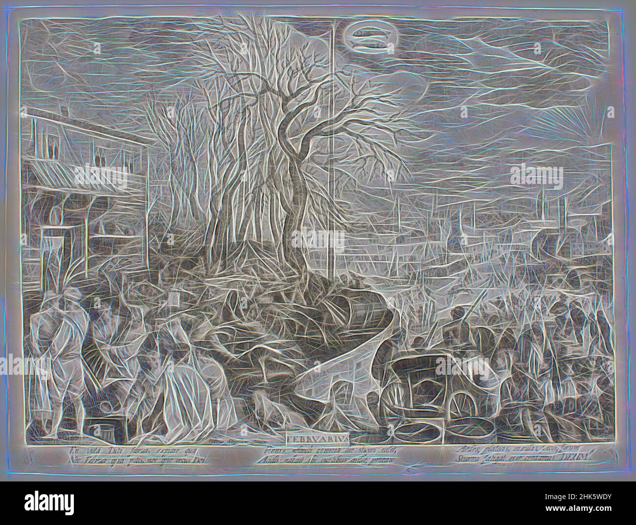 Inspiré par février, de la série "les douze mois", Pieter Stevens, flamand (Bohême active), vers 1567–après 1624, Aegidius Sadeler II, Flamand, c.1570–1629, 1607, gravure, fabriqué en Europe, Tirages, image : 8 7/16 x 11 1/4 cm (21,4 x 28,6 cm, repensé par Artotop. L'art classique réinventé avec une touche moderne. Conception de lumière chaleureuse et gaie, de luminosité et de rayonnement de lumière. La photographie s'inspire du surréalisme et du futurisme, embrassant l'énergie dynamique de la technologie moderne, du mouvement, de la vitesse et révolutionne la culture Banque D'Images