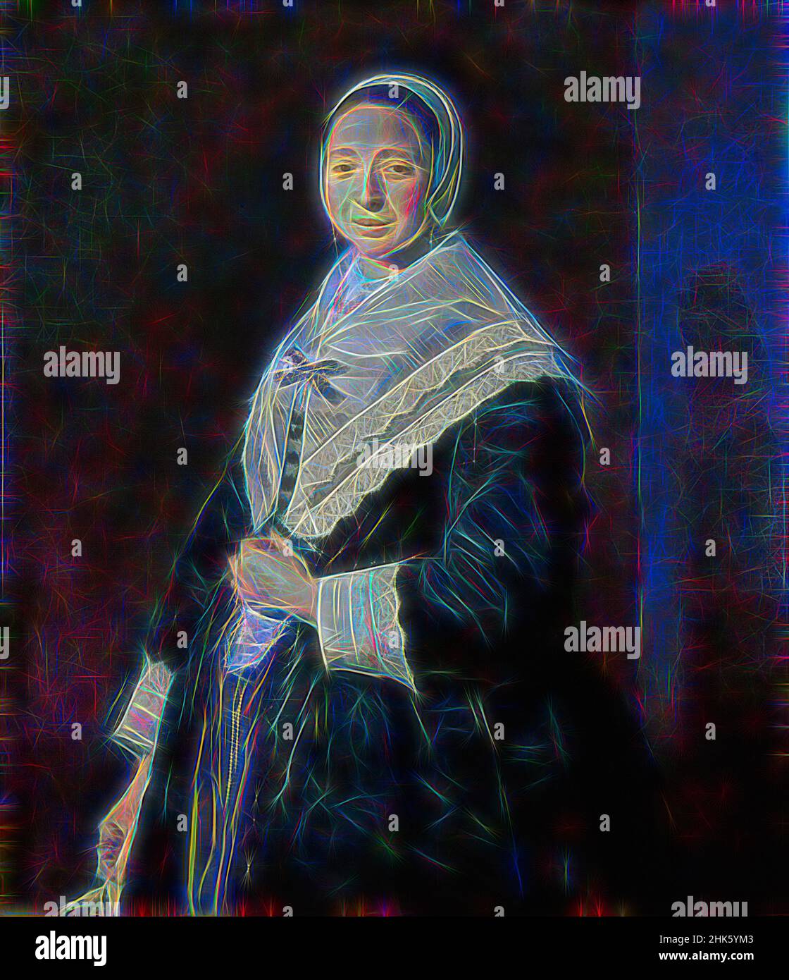 Inspiré par Portrait d'une femme, Frans Hals, néerlandais, c.1582/1583–1666, c.1650–52, Huile sur toile, fabriquée aux pays-Bas, en Europe, peintures, 40 3/8 x 35 po. (102,6 x 88,9 cm, repensé par Artotop. L'art classique réinventé avec une touche moderne. Conception de lumière chaleureuse et gaie, de luminosité et de rayonnement de lumière. La photographie s'inspire du surréalisme et du futurisme, embrassant l'énergie dynamique de la technologie moderne, du mouvement, de la vitesse et révolutionne la culture Banque D'Images