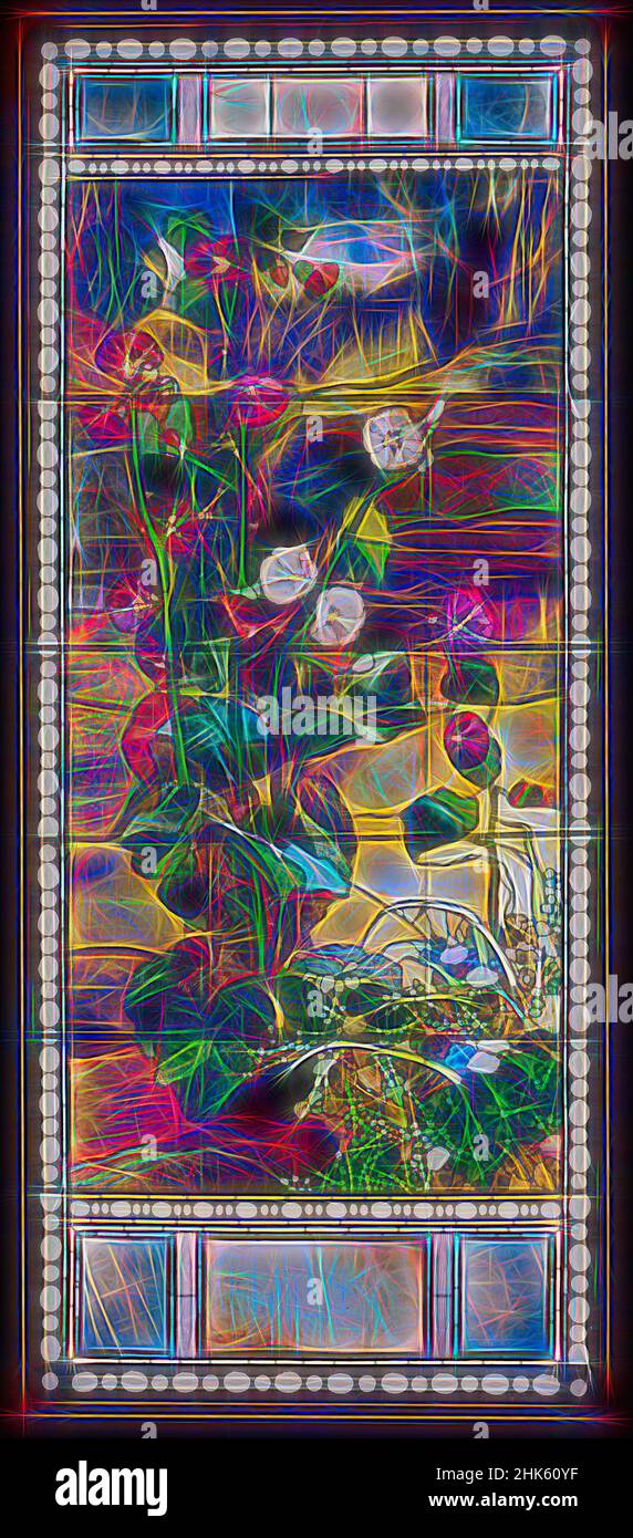 Inspiré par hollyhocks, fenêtre de la maison Frederick Lothrop Ames, Boston, Massachusetts, John la Farge, américain, 1835–1910, 1882, verre à plomb, fabriqué à Boston, Massachusetts, États-Unis, Amérique du Nord et Amérique centrale, éléments architecturaux, verrerie, 87 1/4 x 37 1/4 x 2 3/4 cm (221,6 x 94,6 x, repensé par Artotop. L'art classique réinventé avec une touche moderne. Conception de lumière chaleureuse et gaie, de luminosité et de rayonnement de lumière. La photographie s'inspire du surréalisme et du futurisme, embrassant l'énergie dynamique de la technologie moderne, du mouvement, de la vitesse et révolutionne la culture Banque D'Images