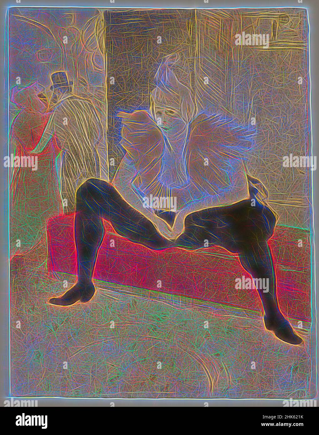 Inspiré par la clowness assise, Henri de Toulouse-Lautrec, français, 1864–1901, probablement imprimé par Auguste Clot, français, 1858–1936, Gustave Pellet, Paris, Paris, 1896, Crayon, pinceau, et lithographie à la pâte, fabriqué en France, Europe, tirages, image: 20 7/16 x 15 15/16 po. (51,9 x 40,5 cm, repensé par Artotop. L'art classique réinventé avec une touche moderne. Conception de lumière chaleureuse et gaie, de luminosité et de rayonnement de lumière. La photographie s'inspire du surréalisme et du futurisme, embrassant l'énergie dynamique de la technologie moderne, du mouvement, de la vitesse et révolutionne la culture Banque D'Images