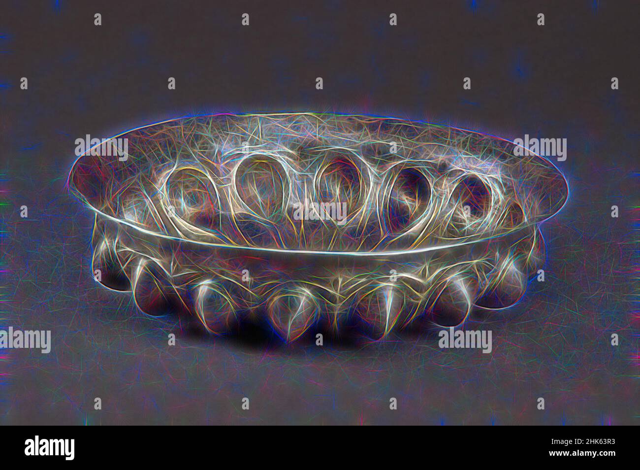 Inspiré par Bowl (phiale), Achaemenid Perse, 550–331 av. J.-C., 5th Century av. J.-C., argent, Iran, Asie, proche-Orient (Moyen-Orient), conteneurs, métallurgie, 2 x 8 po. (5,1 x 20,3 cm, repensé par Artotop. L'art classique réinventé avec une touche moderne. Conception de lumière chaleureuse et gaie, de luminosité et de rayonnement de lumière. La photographie s'inspire du surréalisme et du futurisme, embrassant l'énergie dynamique de la technologie moderne, du mouvement, de la vitesse et révolutionne la culture Banque D'Images