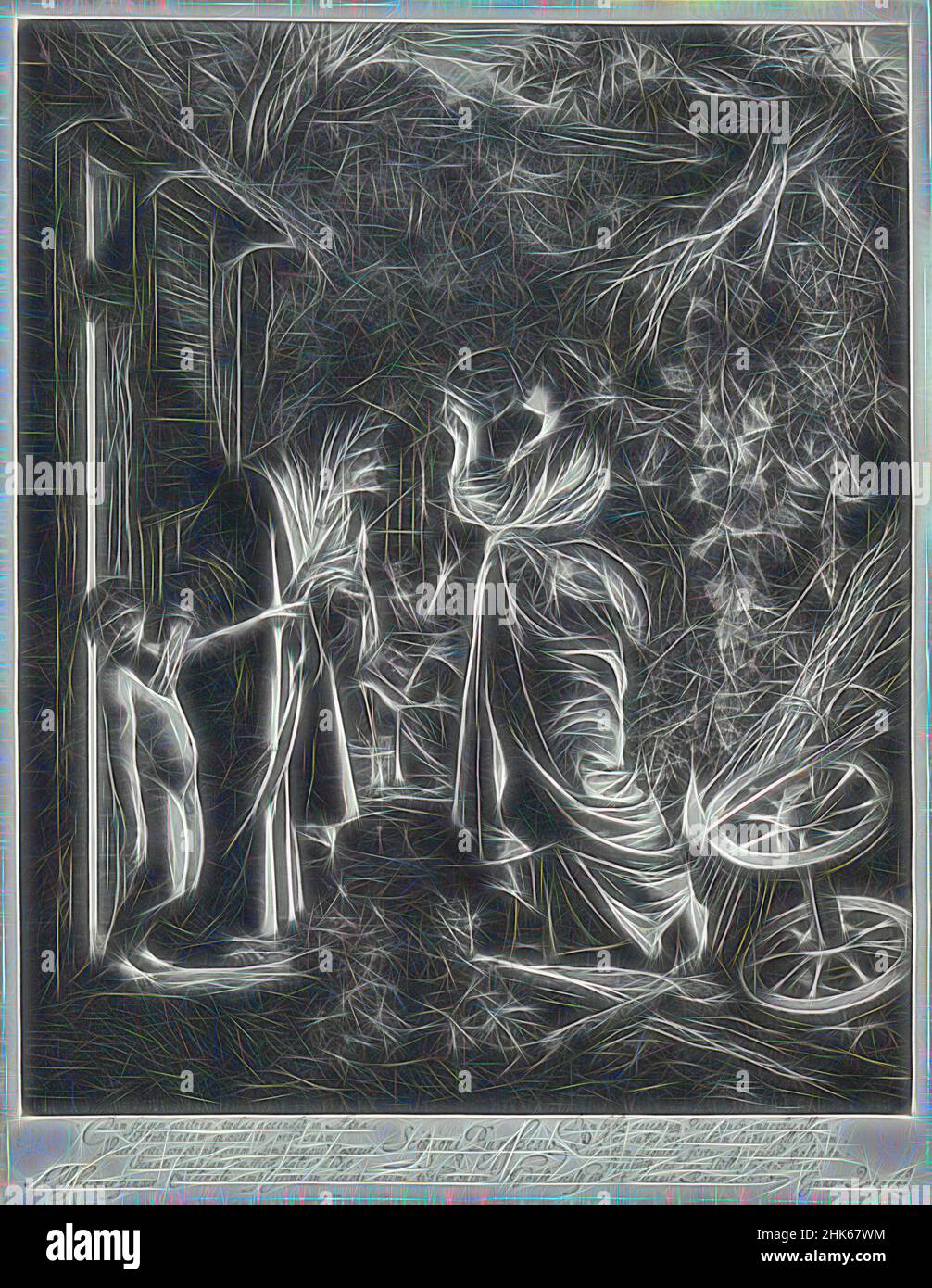 Inspiré par Ceres à la recherche de sa fille, un tableau d'Adam Elsheimer, allemand, 1578–1610, Hendrick Goudt, néerlandais, 1583–1648, 1610, gravure, pays-Bas, Europe, Tirages, plaque : 12 5/8 x 9 3/4 cm (32,1 x 24,7 cm, repensé par Artotop. L'art classique réinventé avec une touche moderne. Conception de lumière chaleureuse et gaie, de luminosité et de rayonnement de lumière. La photographie s'inspire du surréalisme et du futurisme, embrassant l'énergie dynamique de la technologie moderne, du mouvement, de la vitesse et révolutionne la culture Banque D'Images