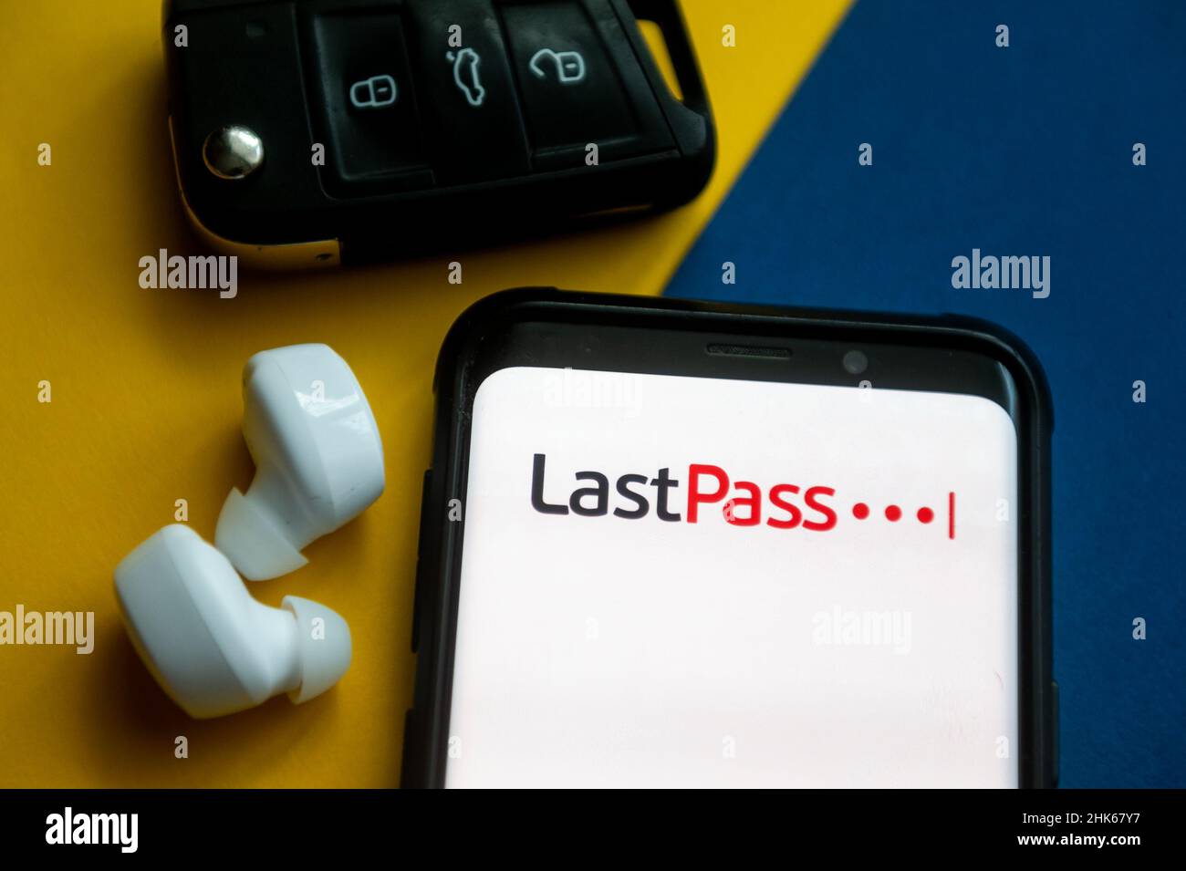 Pologne.01st févr. 2022.Sur cette photo, un logo LastPass s'affiche sur un smartphone.(Photo de Mateusz Slodkowski/SOPA Images/Sipa USA) crédit: SIPA USA/Alay Live News Banque D'Images