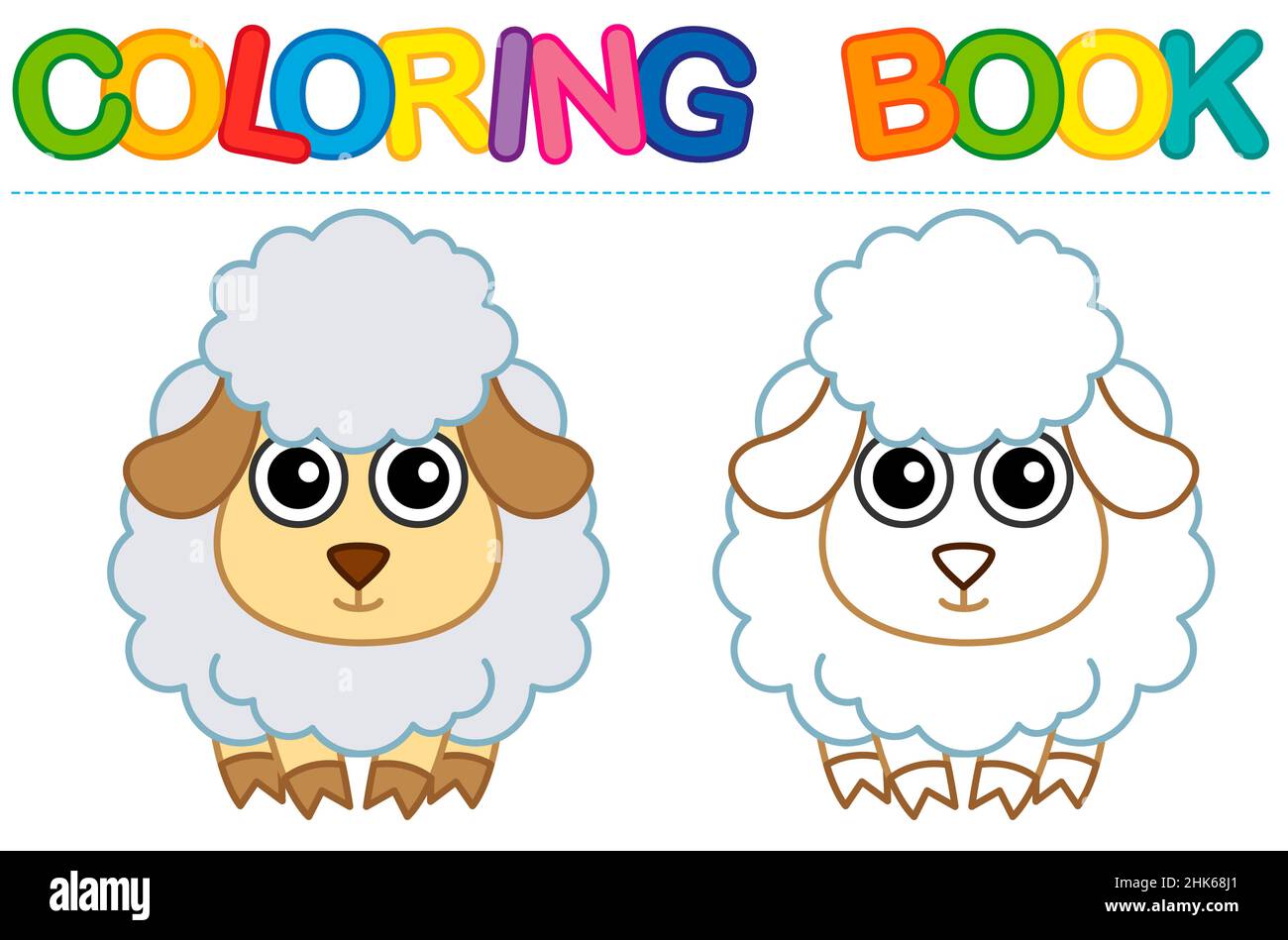 Page de coloriage des moutons amusants. Livre de coloriage vectoriel pour l'activité des enfants Illustration de Vecteur