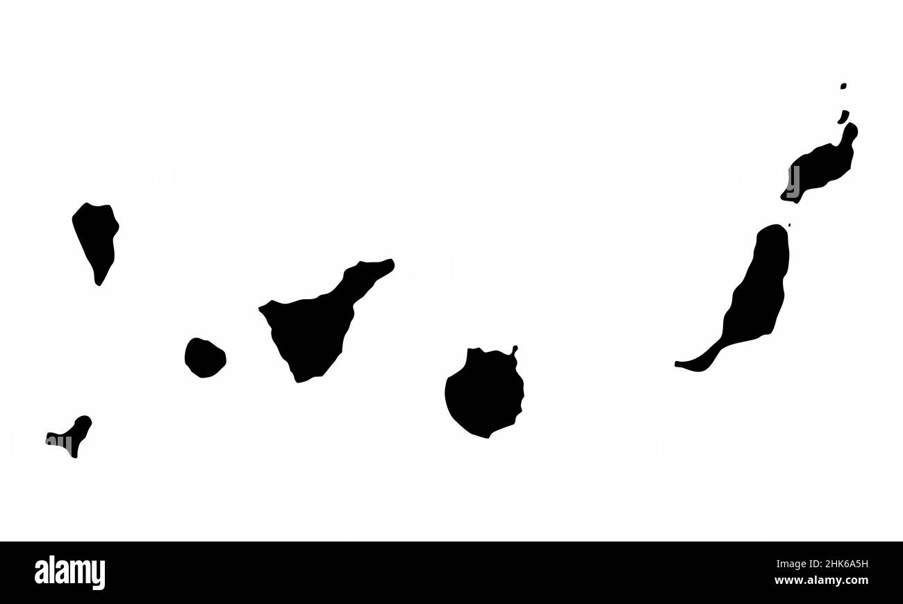 Carte de silhouette des îles Canaries isolée sur fond blanc, Espagne Illustration de Vecteur