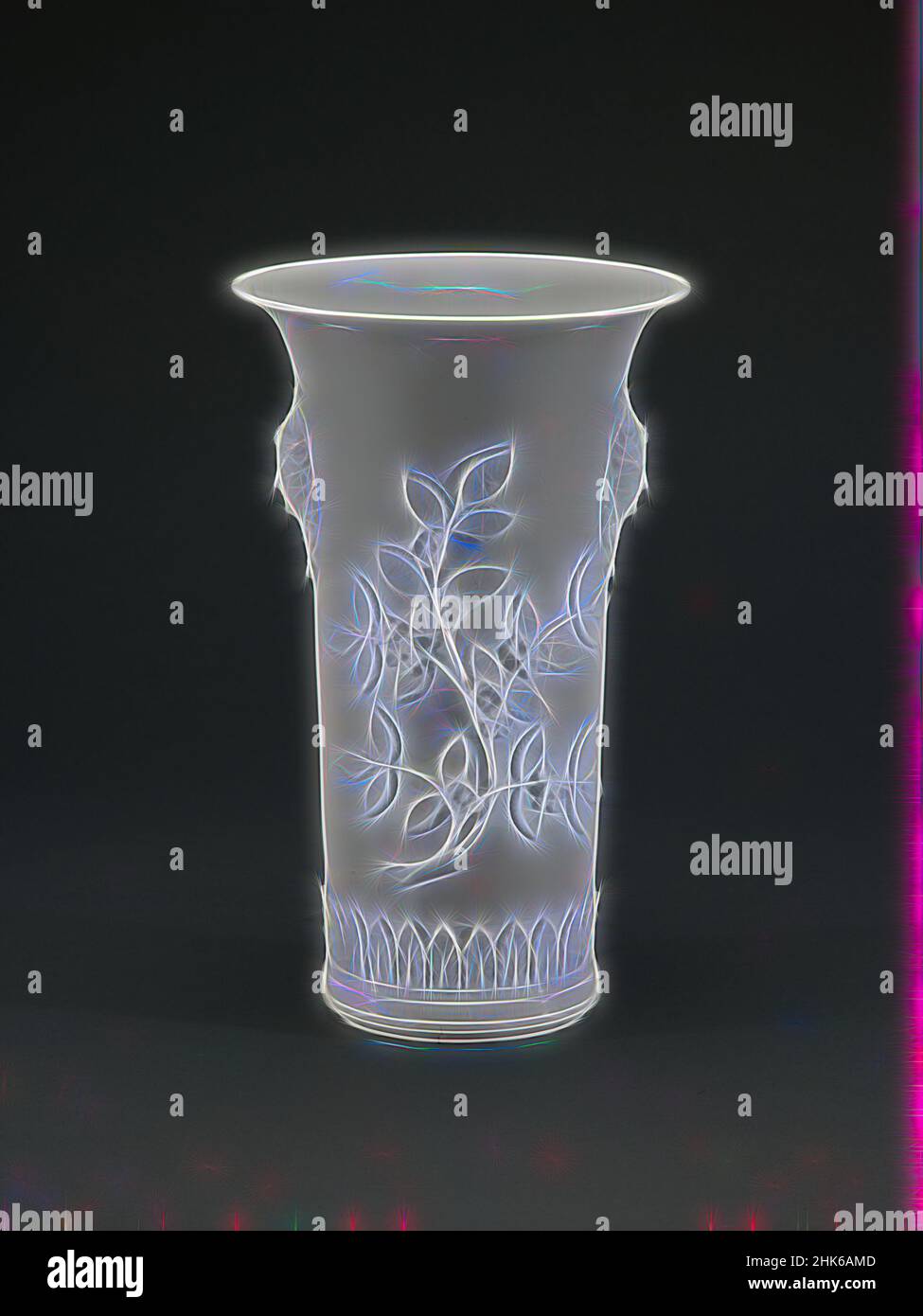 Inspiré par Beaker vase, usine de porcelaine Meissen, Allemagne, fondée en 1710, 1713–20, Porcelaine émaillée, fabriquée à Meissen, Allemagne, Europe, céramique, conteneurs, 9 1/2 x 5 3/4 po (24,1 x 14,6 cm, repensé par Artotop. L'art classique réinventé avec une touche moderne. Conception de lumière chaleureuse et gaie, de luminosité et de rayonnement de lumière. La photographie s'inspire du surréalisme et du futurisme, embrassant l'énergie dynamique de la technologie moderne, du mouvement, de la vitesse et révolutionne la culture Banque D'Images
