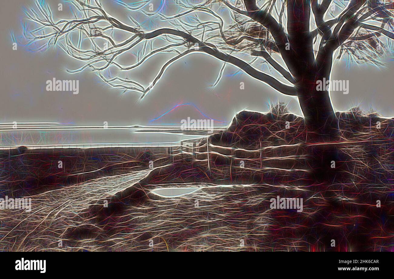 Inspiré par Tauranga Heads, studio Burton Brothers, studio de photographie, vers 1886, Dunedin, Photographie, revisitée par Artotop. L'art classique réinventé avec une touche moderne. Conception de lumière chaleureuse et gaie, de luminosité et de rayonnement de lumière. La photographie s'inspire du surréalisme et du futurisme, embrassant l'énergie dynamique de la technologie moderne, du mouvement, de la vitesse et révolutionne la culture Banque D'Images