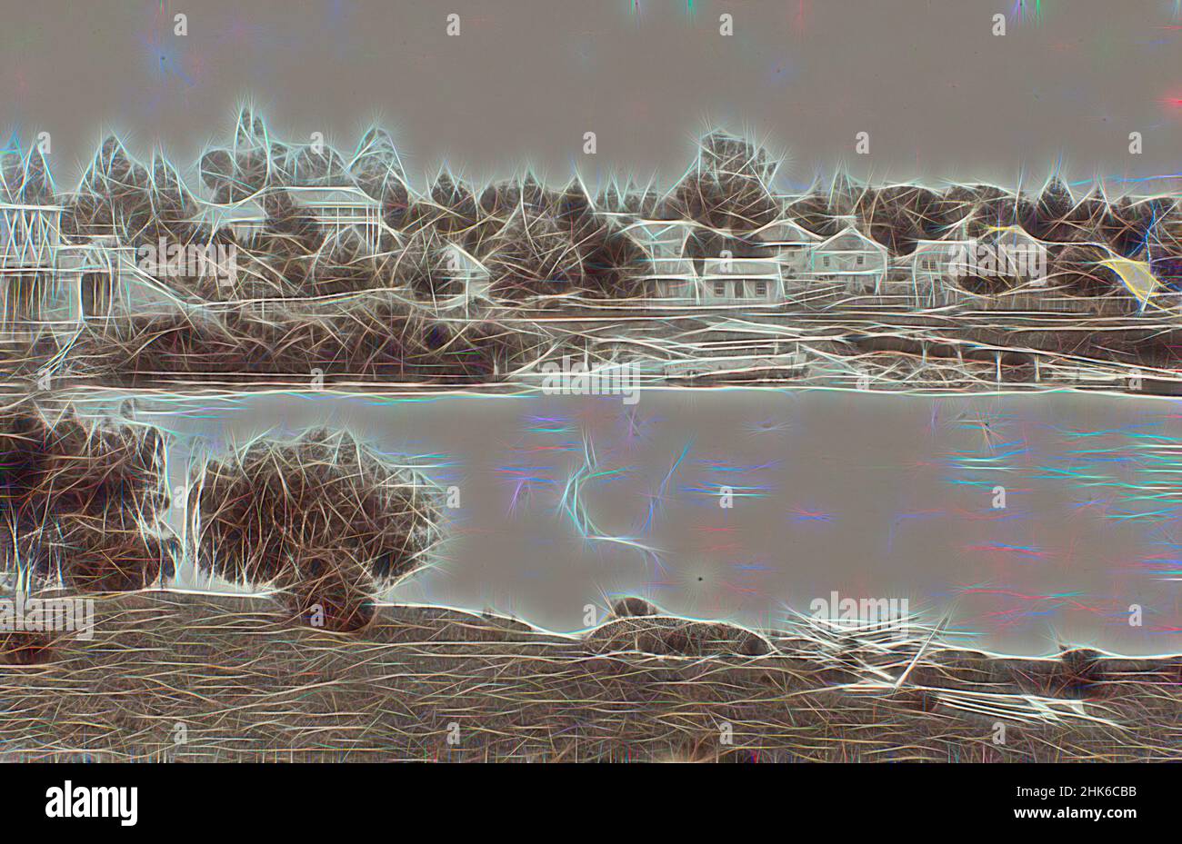 Inspiré par Ngaruawahia - Waikato, Burton Brothers studio, studio de photographie, fin du XIXe siècle, Dunedin, Photographie, revisitée par Artotop. L'art classique réinventé avec une touche moderne. Conception de lumière chaleureuse et gaie, de luminosité et de rayonnement de lumière. La photographie s'inspire du surréalisme et du futurisme, embrassant l'énergie dynamique de la technologie moderne, du mouvement, de la vitesse et révolutionne la culture Banque D'Images