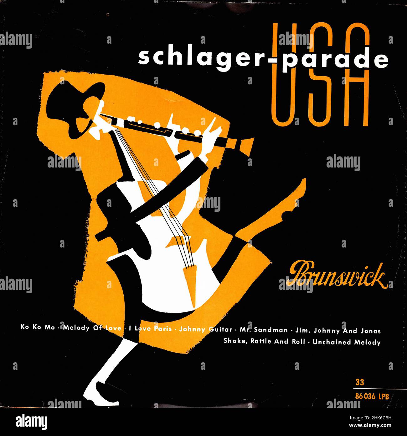 Vintage vinyle record couverture - divers artistes - Schlager Parade USA - D - 1955 Banque D'Images