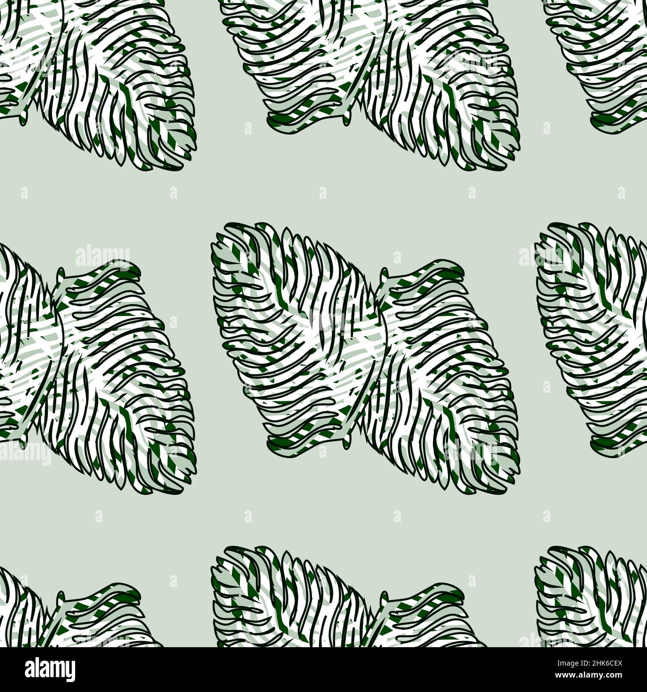 Motif feuilles de palmier sans couture avec imprimé tropical en ligne dessiné à la main.Fond de nature moderne.Illustration vectorielle pour les imprimés textiles de saison, le tissu, Illustration de Vecteur