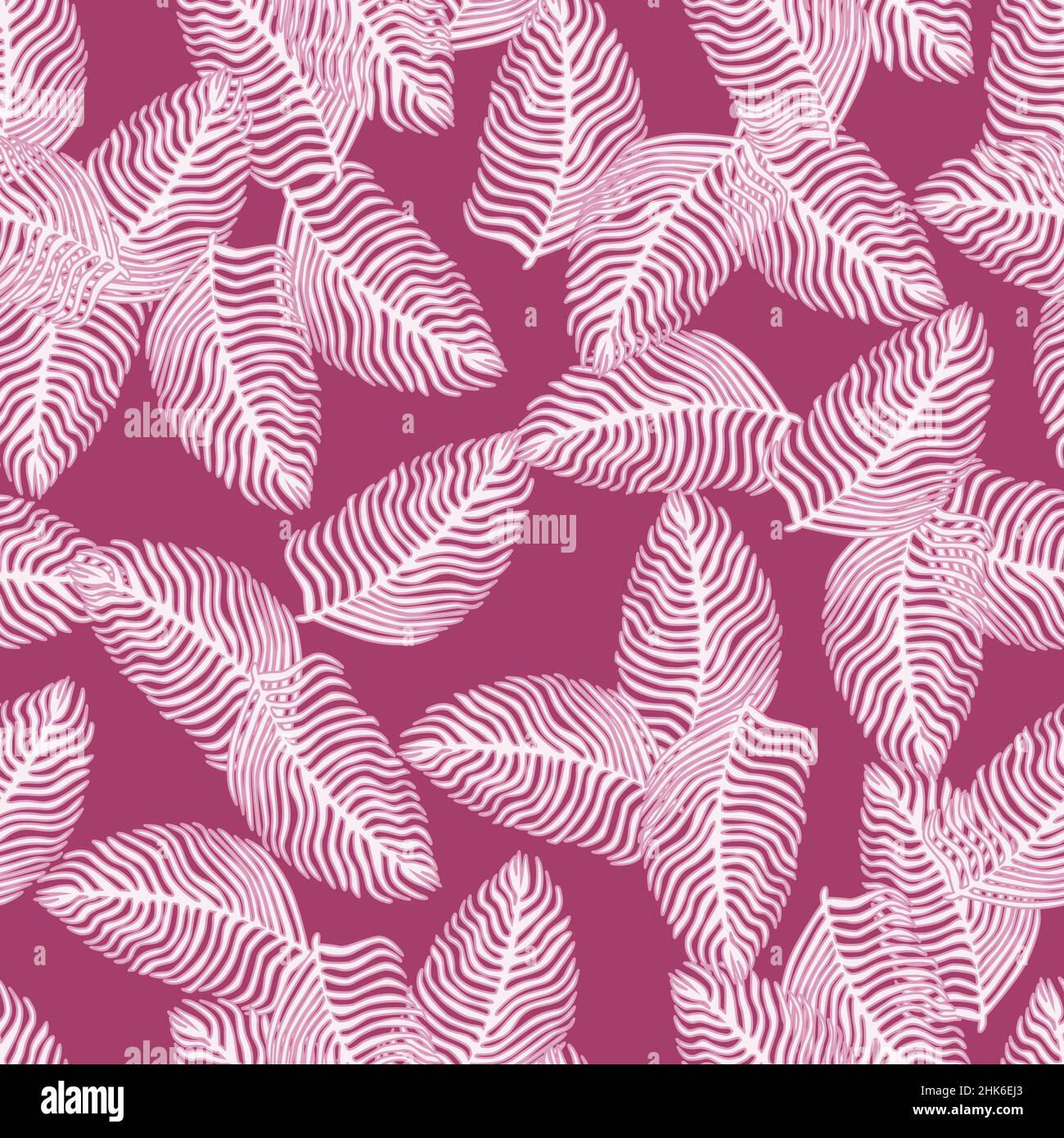 Motif feuilles de palmier biologique sans couture avec imprimé feuillage dessiné à la main.Arrière-plan simple en couleur.Illustration vectorielle pour les imprimés textiles de saison, le tissu, l'imprimé Illustration de Vecteur