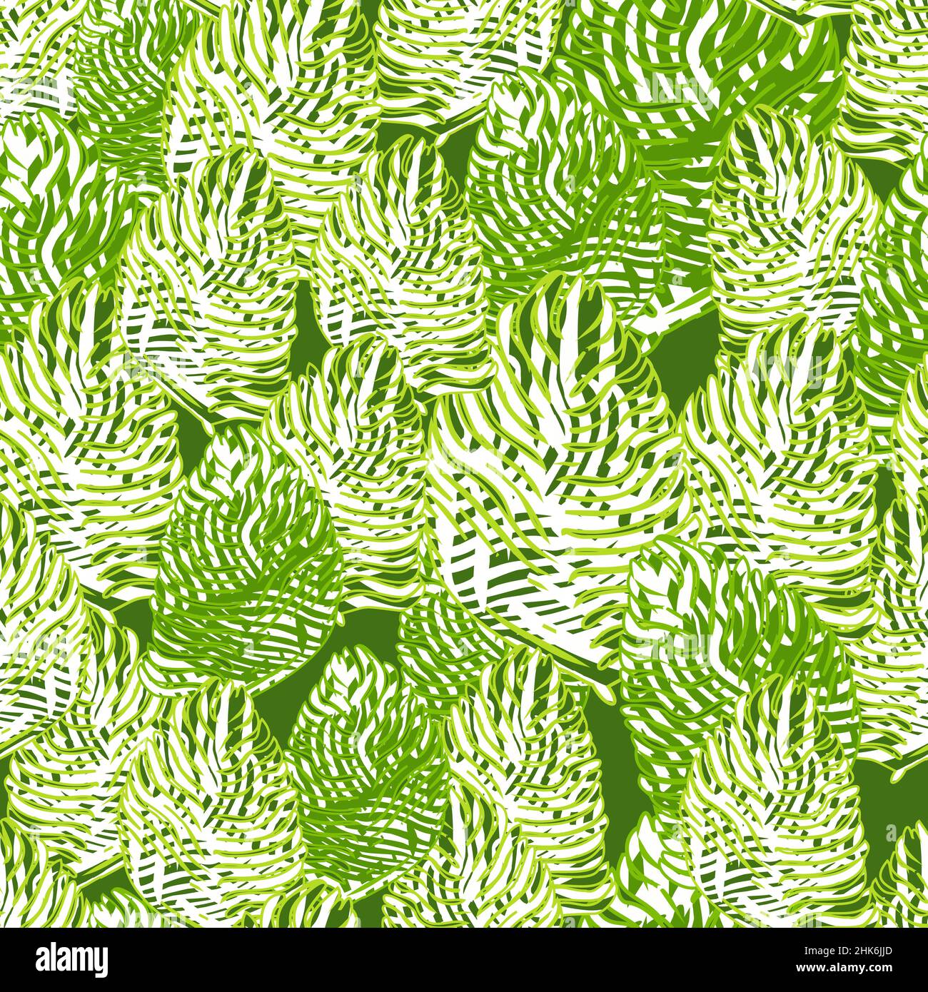 Motif feuilles de palmier sans couture avec imprimé tropical en ligne dessiné à la main.Fond de nature moderne.Illustration vectorielle pour les imprimés textiles de saison, le tissu, Illustration de Vecteur