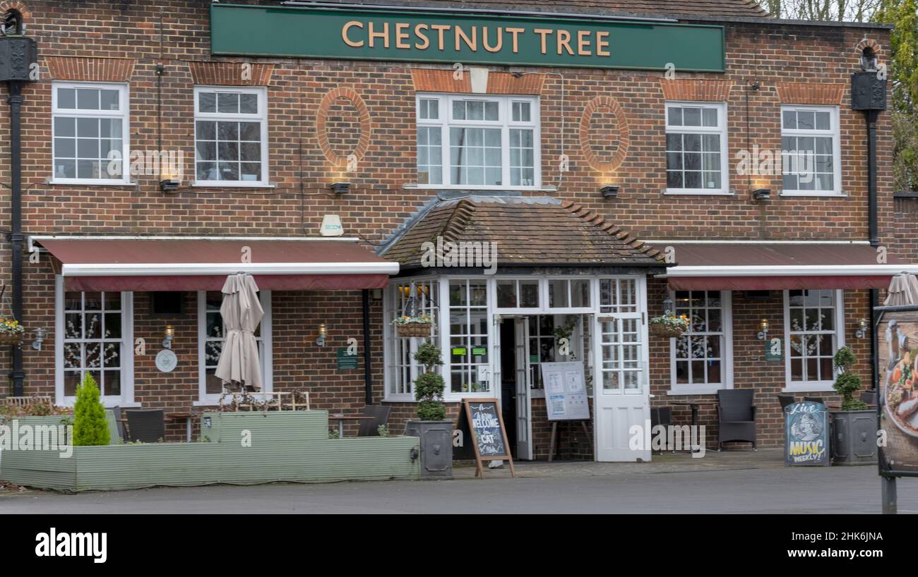 The Chestnut Tree - Greene King public House - Weyhill Road, Andover, Hampshire, Angleterre, Royaume-Uni Banque D'Images