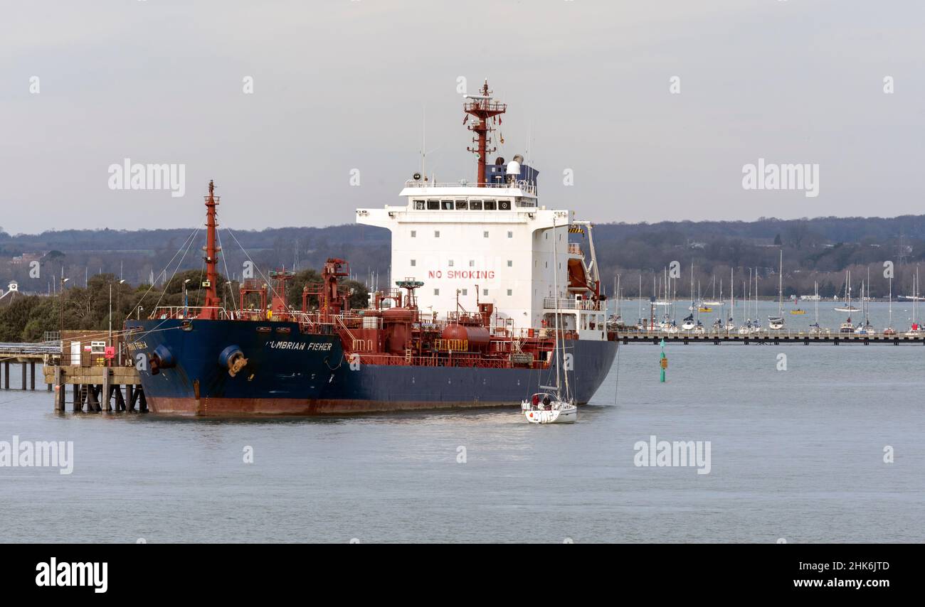 Cumbrian Fisher a Chemical/Oil Products Tanker IMO 9298404 amarré Gosport, Portsmouth Harbour, Portsmouth, Hampshire, Angleterre,ROYAUME-UNI Banque D'Images