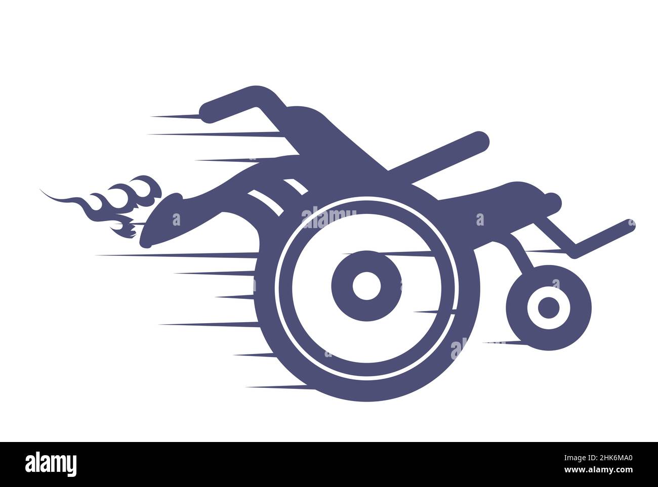 Fauteuil roulant turbo avec tuyau d'échappement tiré, moteur de vitesse avec turbine, icône de fauteuil roulant de course, vecteur Illustration de Vecteur