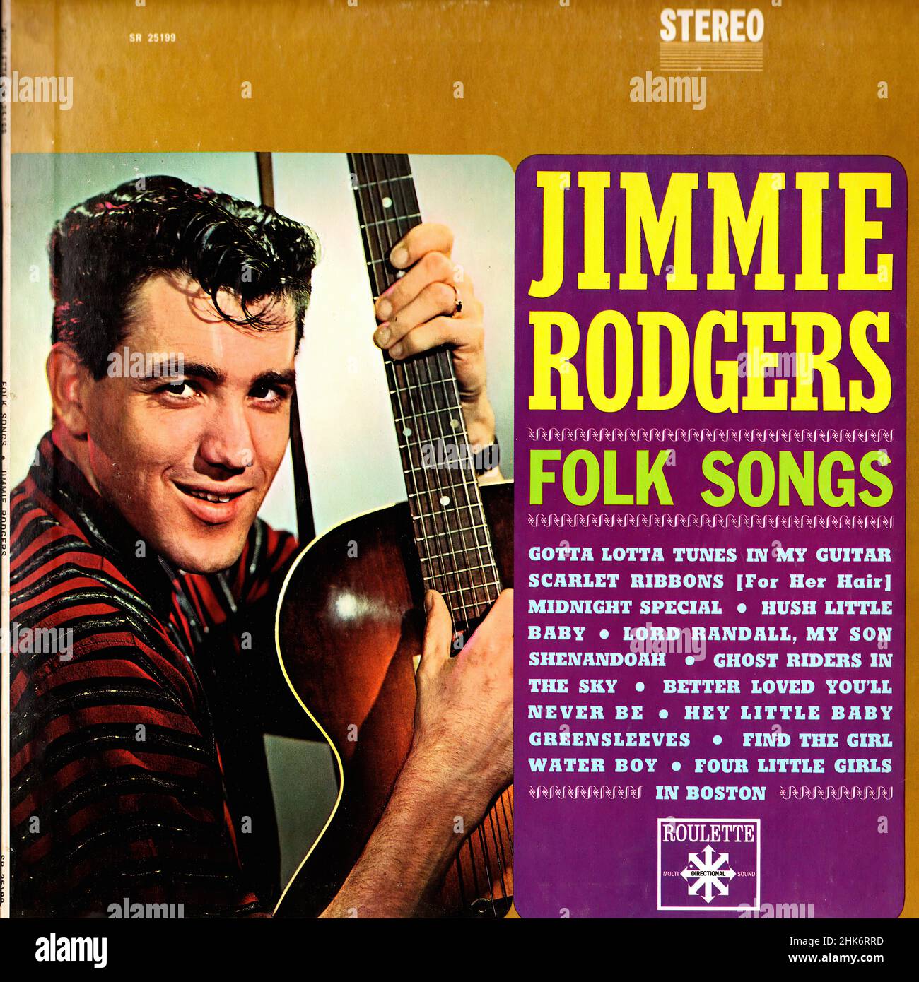 Couverture Vintage vinyle - Rodgers, Jimmie - Folk Songs - US - 1960 Banque D'Images