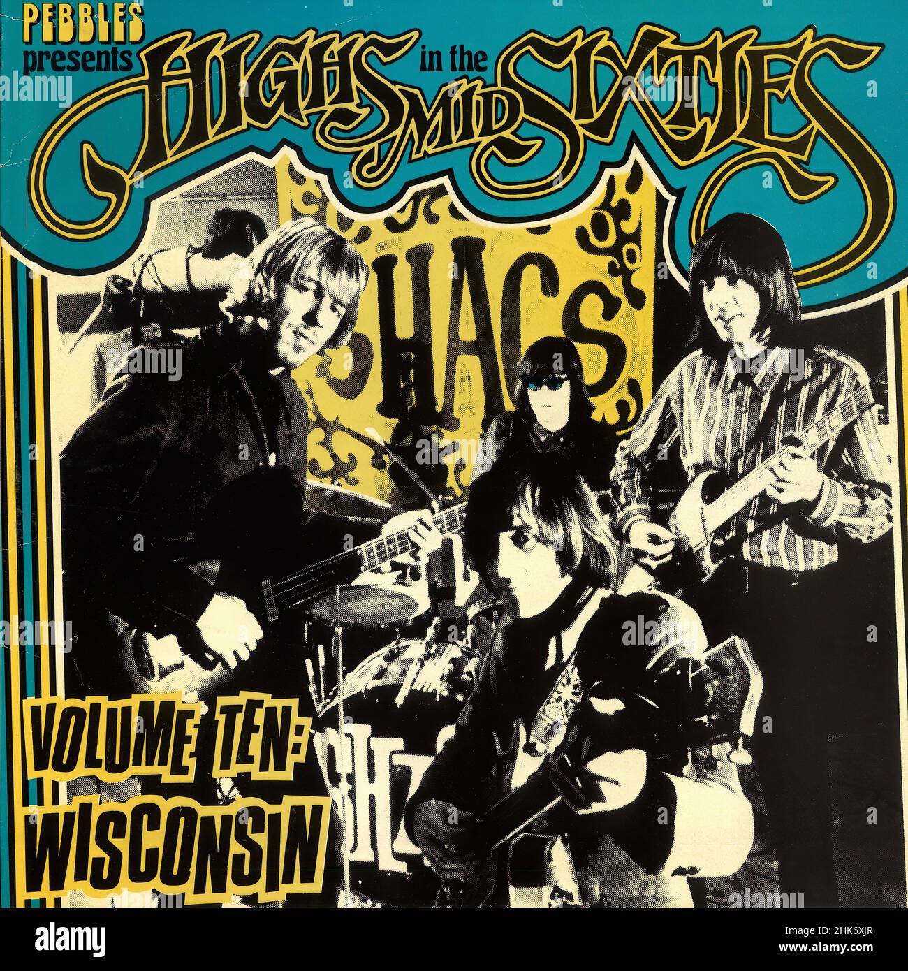 Couverture Vintage vinyle - Pebbles Presents - Volume 10 - Wisconsin - US - 1984 Banque D'Images