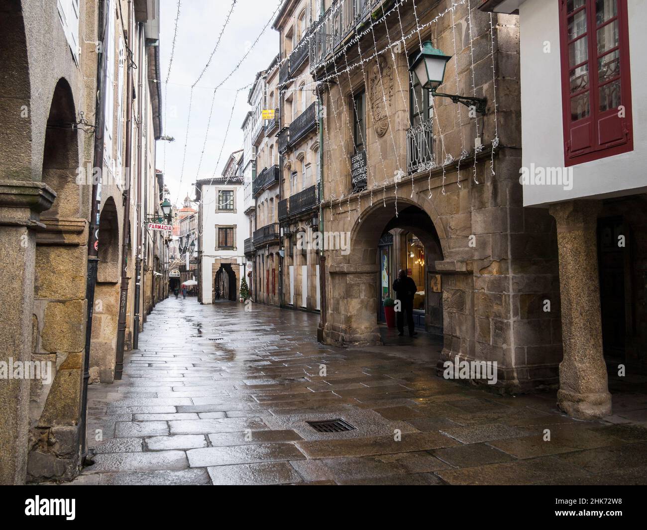 Calle típica de Saint-Jacques-de-Compostelle.La Corogne.Galice.Espagne Banque D'Images