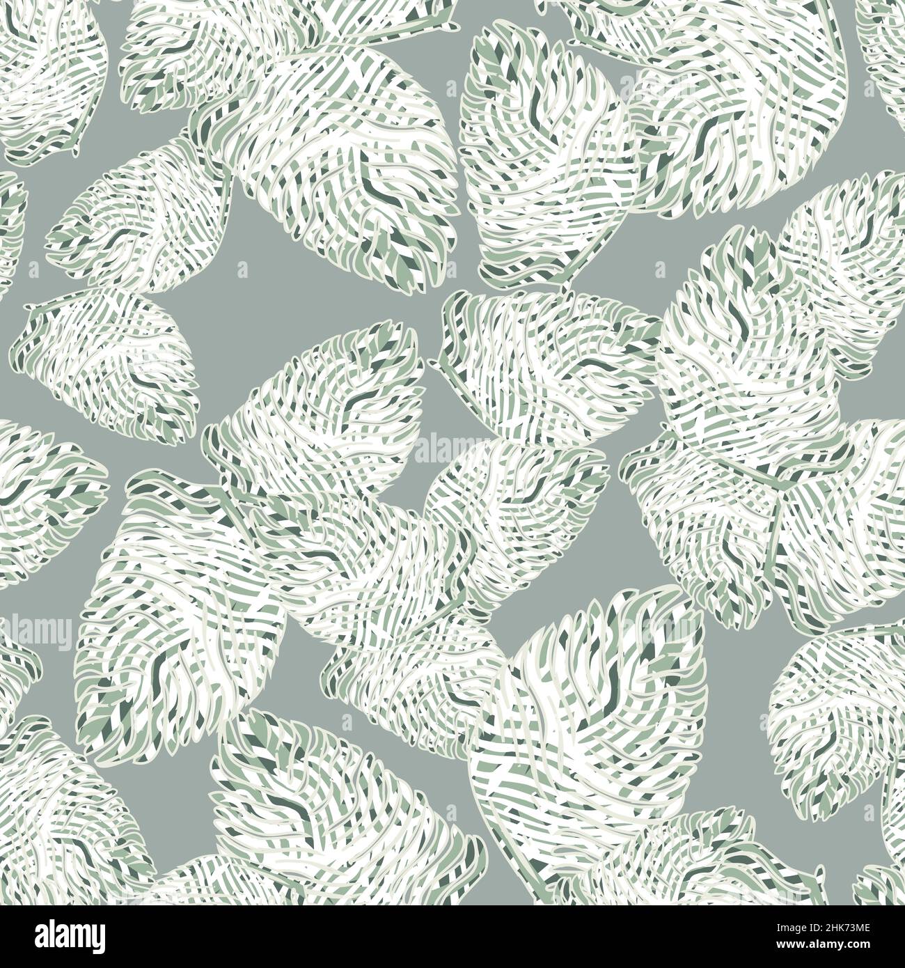 Motif feuilles de palmier sans couture avec imprimé tropical en ligne dessiné à la main.Fond de nature moderne.Illustration vectorielle pour les imprimés textiles de saison, le tissu, Illustration de Vecteur