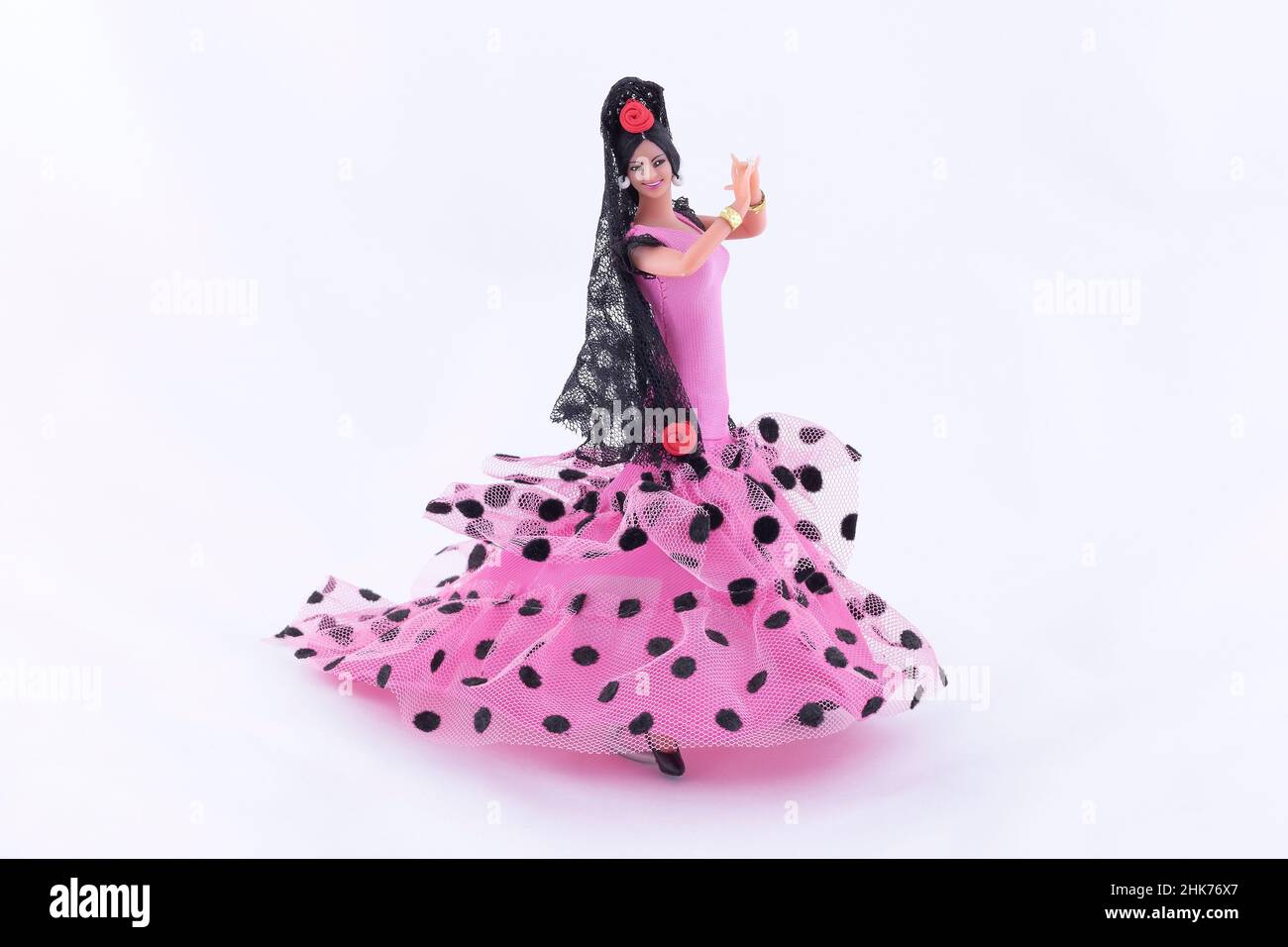 Poupée de danseuse de flamenco sur fond blanc Banque D'Images