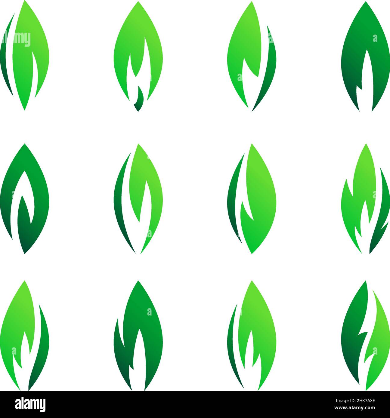 Feuilles vertes ensemble icônes, formes vectorielles de feuilles d'arbres et de plantes, éléments pour les logos écologiques et bio Illustration de Vecteur