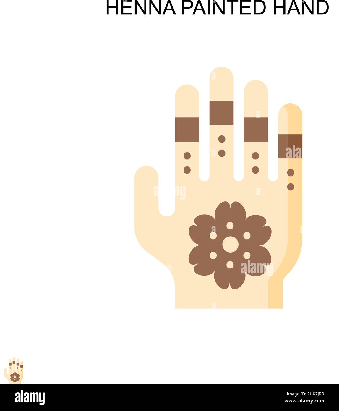 Henna main peinte icône de vecteur simple.Modèle de conception de symbole d'illustration pour élément d'interface utilisateur Web mobile. Illustration de Vecteur