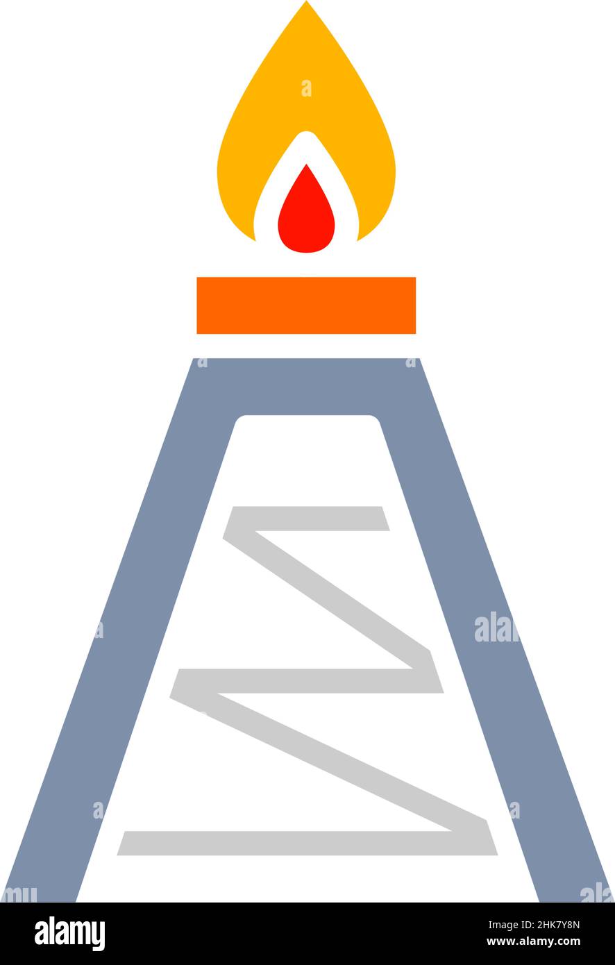 Icône de ligne blanche d'engin de forage de pétrole Vector, plate-forme de carburant, station de pompage. Illustration de Vecteur