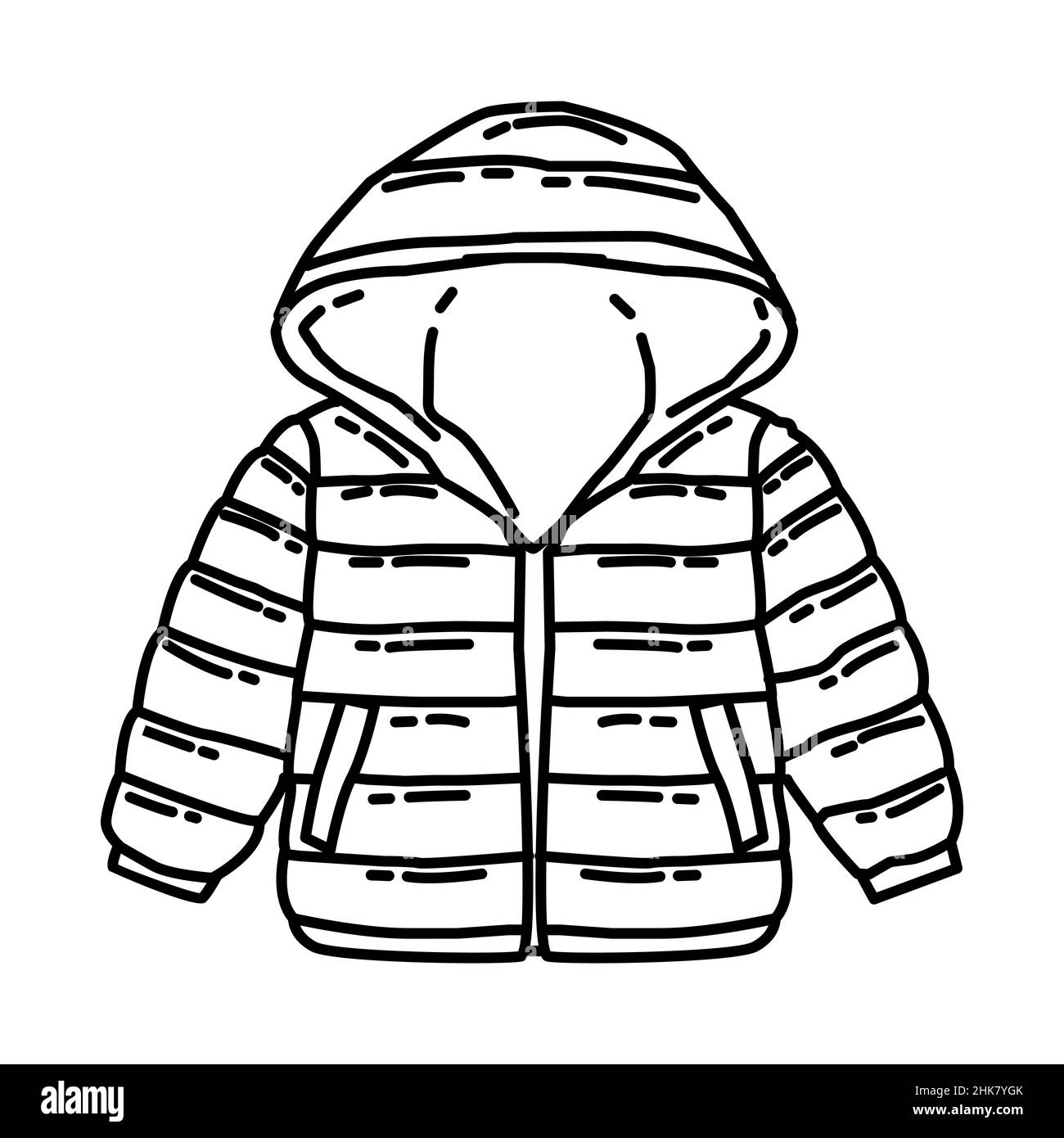 Manteau d'hiver Veste matelassée pour enfant partie des accessoires d'hiver  et activités ensemble d'icônes dessinées à la main Vector Image Vectorielle  Stock - Alamy