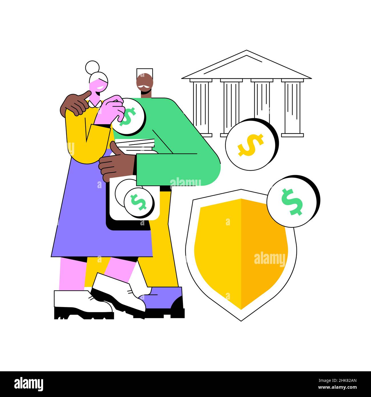 Illustration du vecteur de concept abstrait de l'avantage de sécurité sociale.Protection de la sécurité sociale, formulaire de demande, calculateur de prestations, assurance-retraite, revenu d'invalidité,métaphore du résumé de l'agent. Illustration de Vecteur