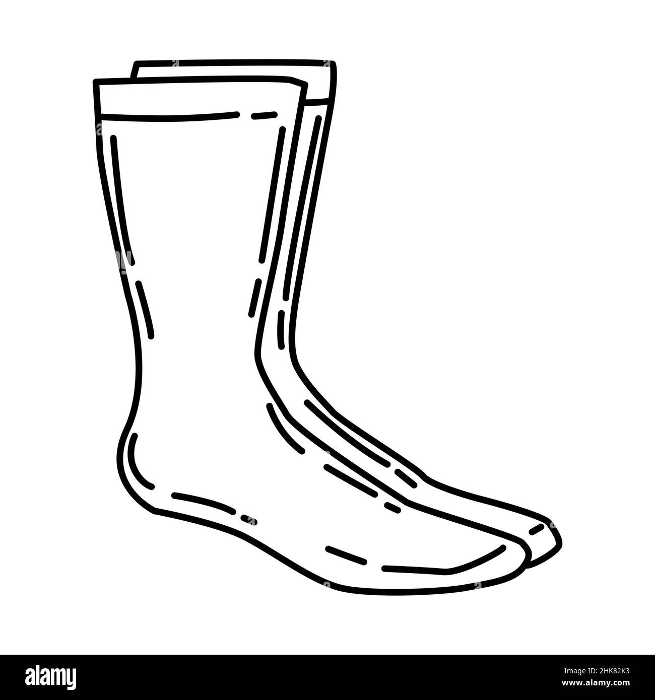 Chaussettes d'hiver pour hommes partie des accessoires d'hiver et activités ensemble d'icônes dessinées à la main Vector. Illustration de Vecteur