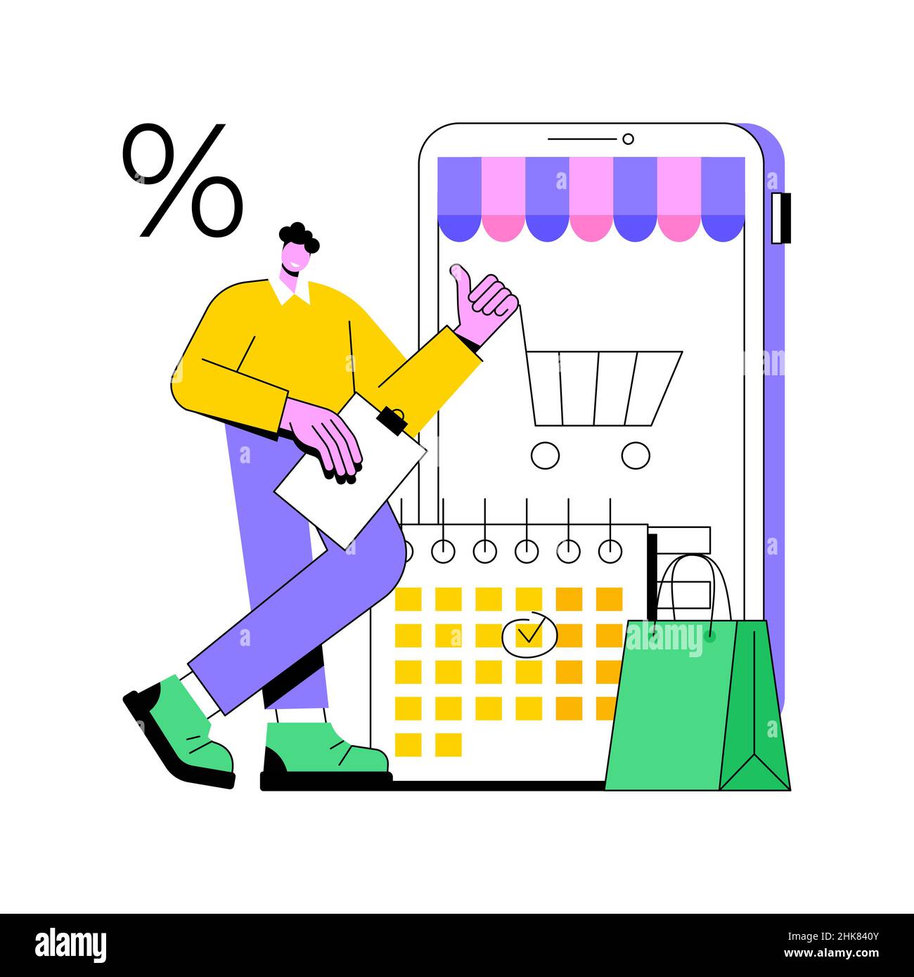 Illustration du vecteur de concept abstrait de report de paiement.Modalités de paiement net, acheter maintenant payer plus tard, département de prêt étudiant, difficultés financières, qualifier pour l'ajournement, métaphore abstraite de fourchette de pointage de crédit. Illustration de Vecteur