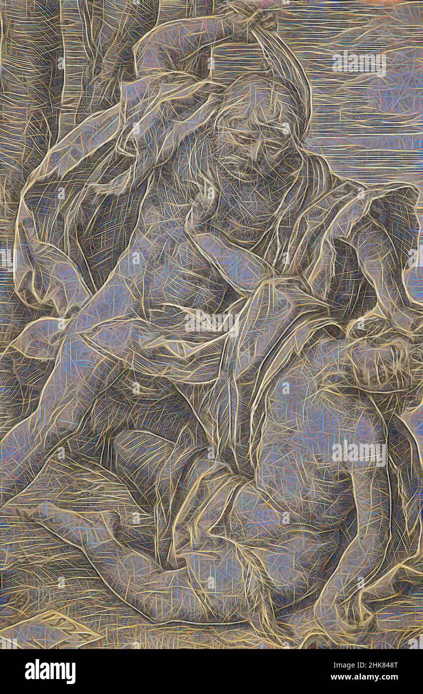 Inspiré par Caïn Killing Abel, Lucas van Leyden, artiste, 1524, pays-Bas, Gravure, né dans la ville de Leiden, Lucas van Leyden a été le premier graveur hollandais à avoir obtenu un large succès dans sa vie. Il a fait environ 200 gravures, principalement des gravures, mais aussi des gravures sur bois et quelques gravures. Il rencontre Albrecht, réimaginé par Artotop. L'art classique réinventé avec une touche moderne. Conception de lumière chaleureuse et gaie, de luminosité et de rayonnement de lumière. La photographie s'inspire du surréalisme et du futurisme, embrassant l'énergie dynamique de la technologie moderne, du mouvement, de la vitesse et révolutionne la culture Banque D'Images