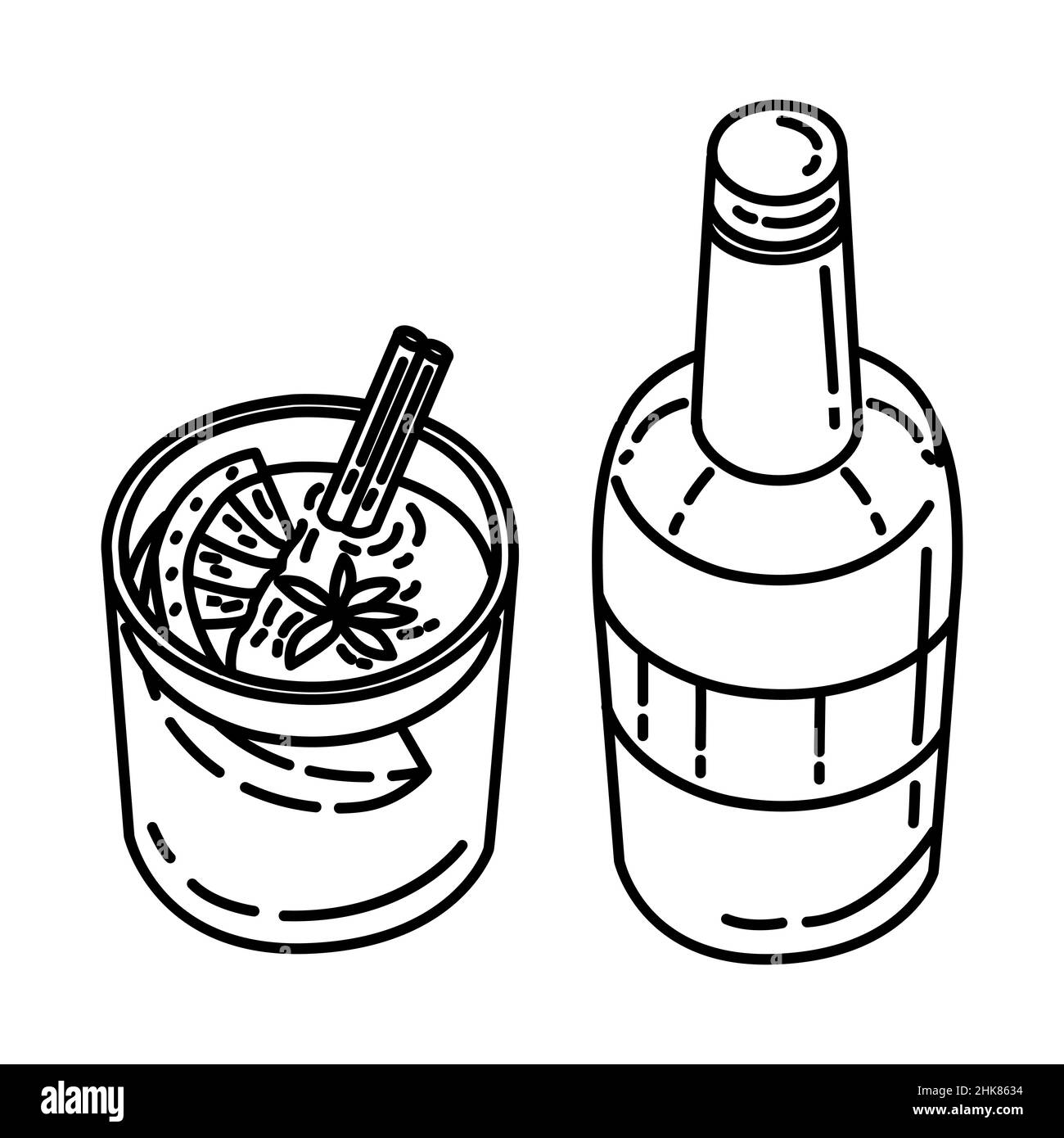 Faites un pot de vin chaud partie des activités hivernales pour la famille dessin main icône ensemble Vector. Illustration de Vecteur