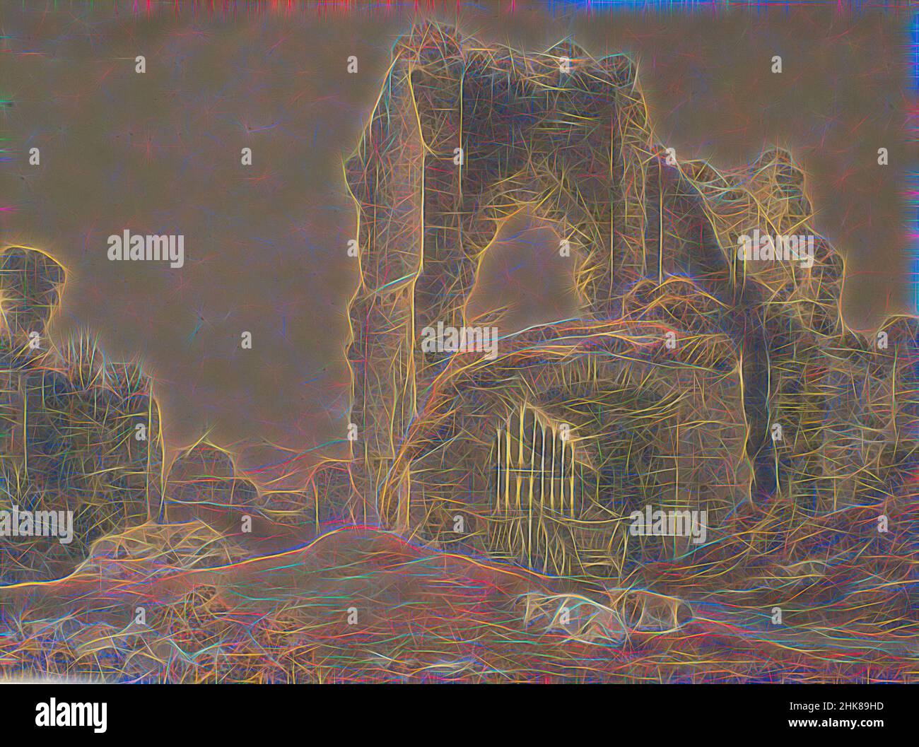 Inspiré par les ruines des Greyfriars et de l'église, Winchelsea, Sussex, Michael Rooker, réimaginé par Artotop. L'art classique réinventé avec une touche moderne. Conception de lumière chaleureuse et gaie, de luminosité et de rayonnement de lumière. La photographie s'inspire du surréalisme et du futurisme, embrassant l'énergie dynamique de la technologie moderne, du mouvement, de la vitesse et révolutionne la culture Banque D'Images